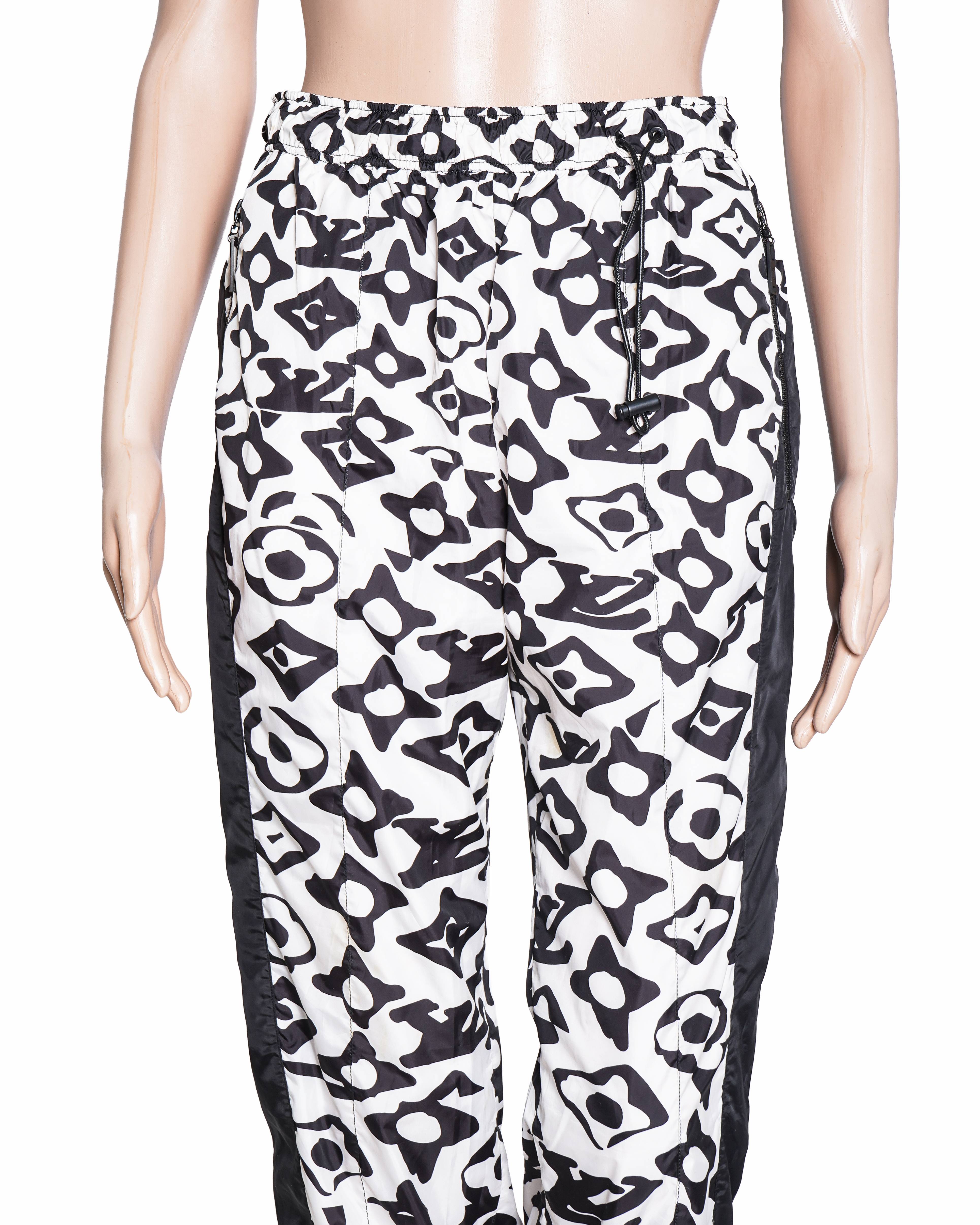 Louis Vuitton X URS Fischer Black/White Monogram Print Synthetic Joggers
