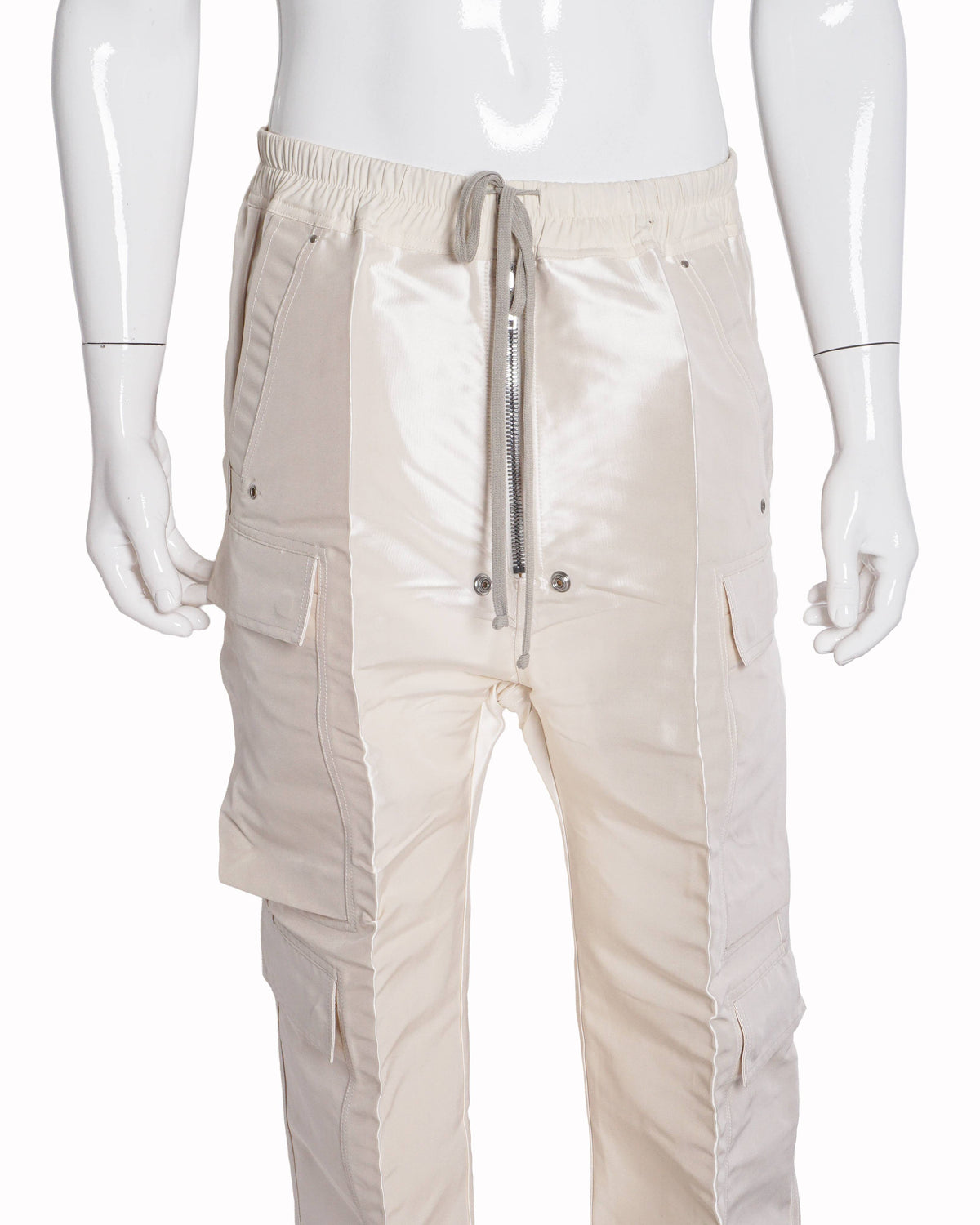 Rick Owens Men's White Wide Leg Cargo Trousers