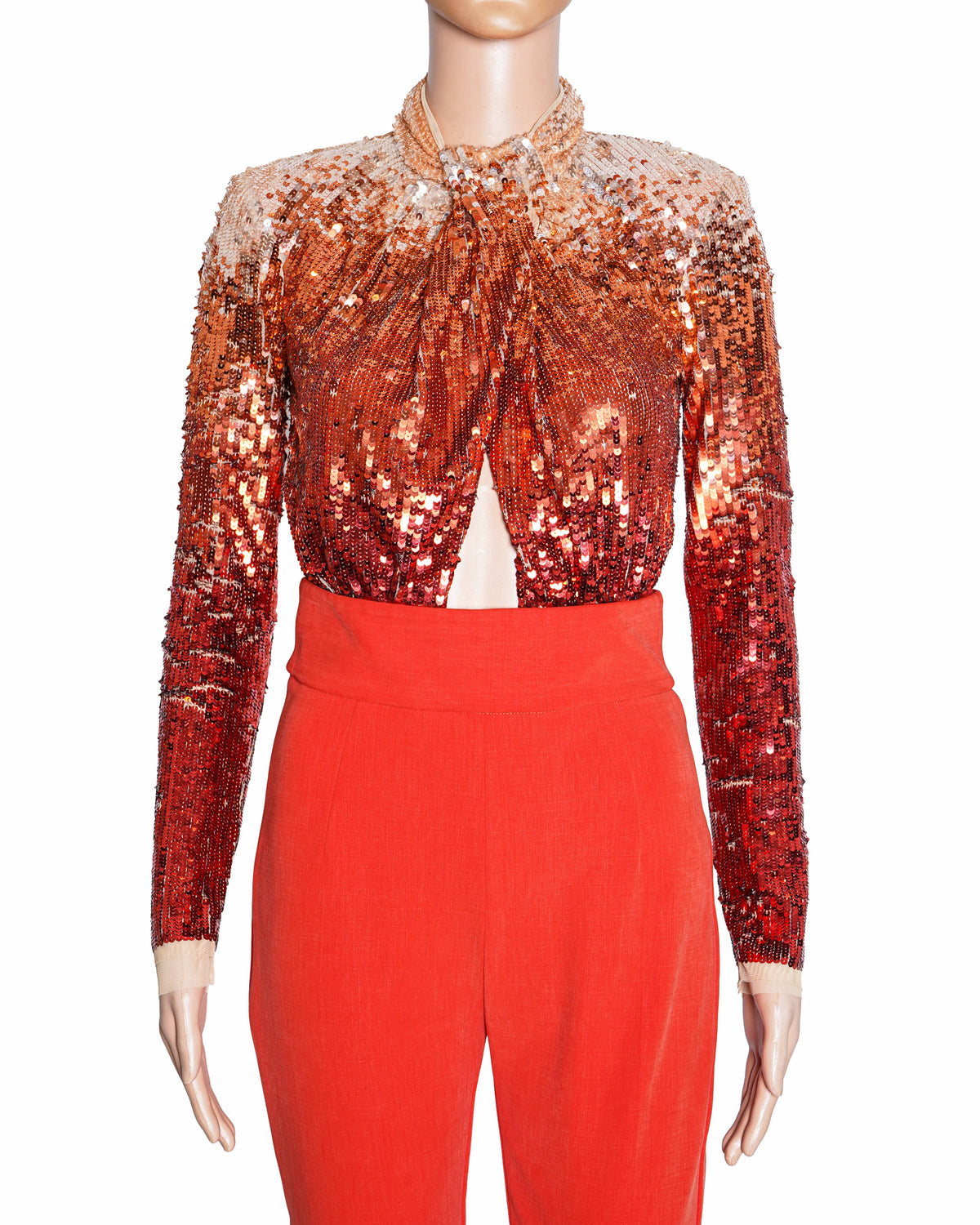 Elisabetta Franchi Sequins Detachable Jumpsuit In Orange