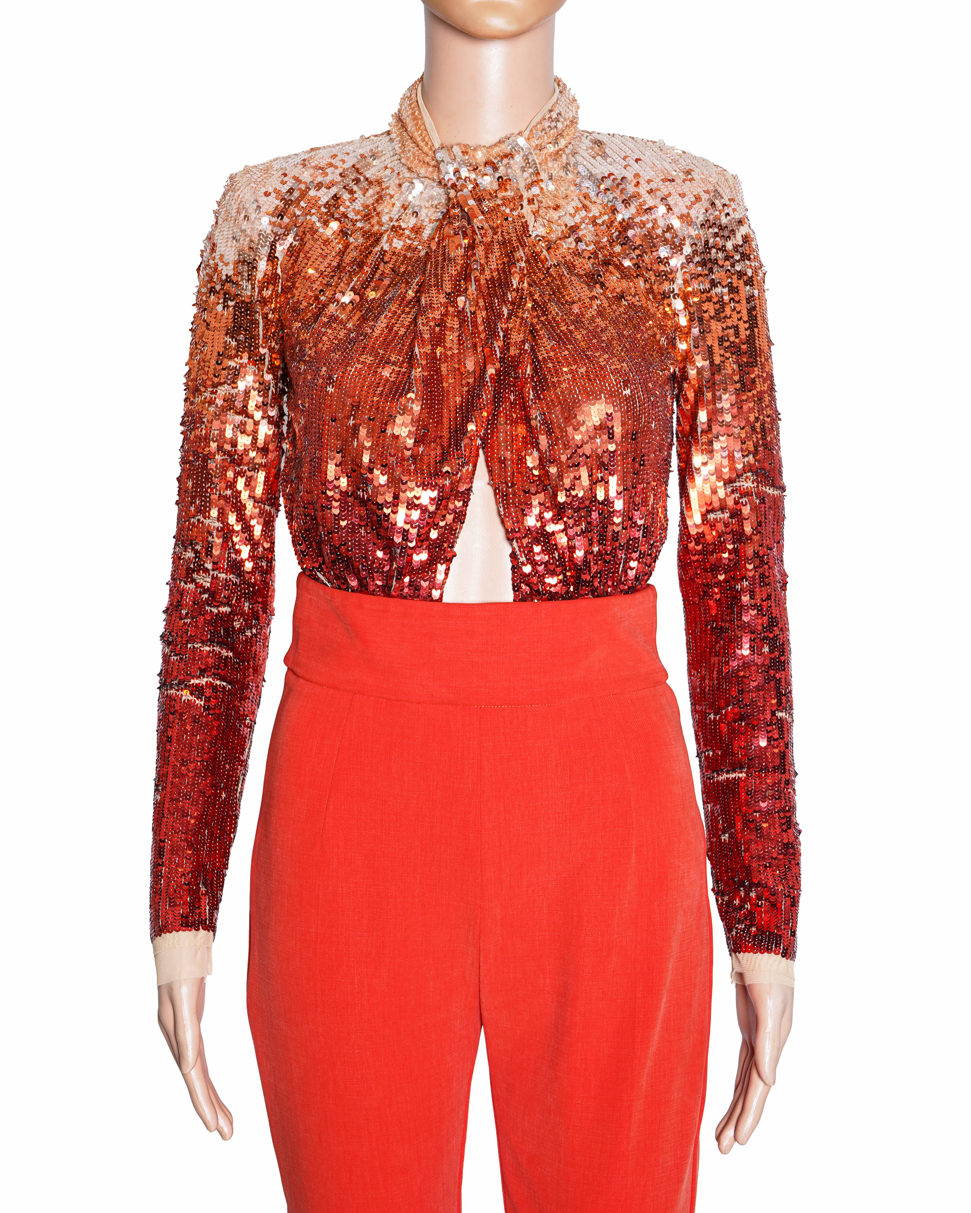 Elisabetta Franchi Sequins Detachable Jumpsuit In Orange