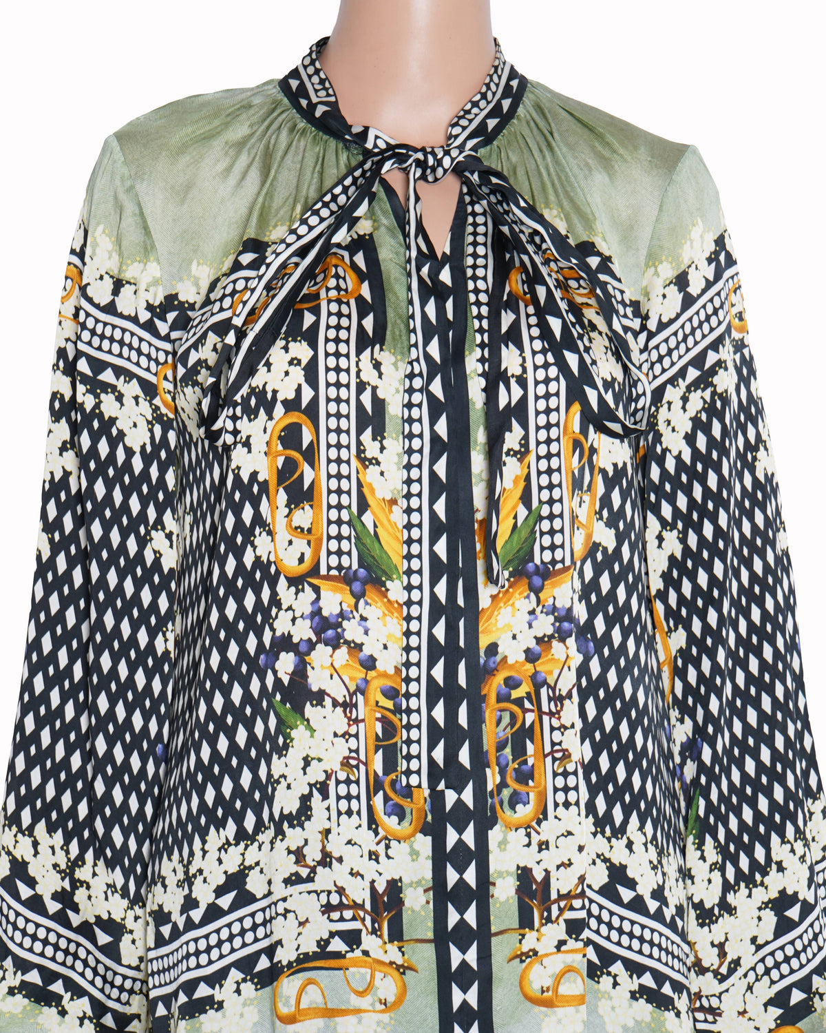 Falguni Shane Peacock sage green printed shirt