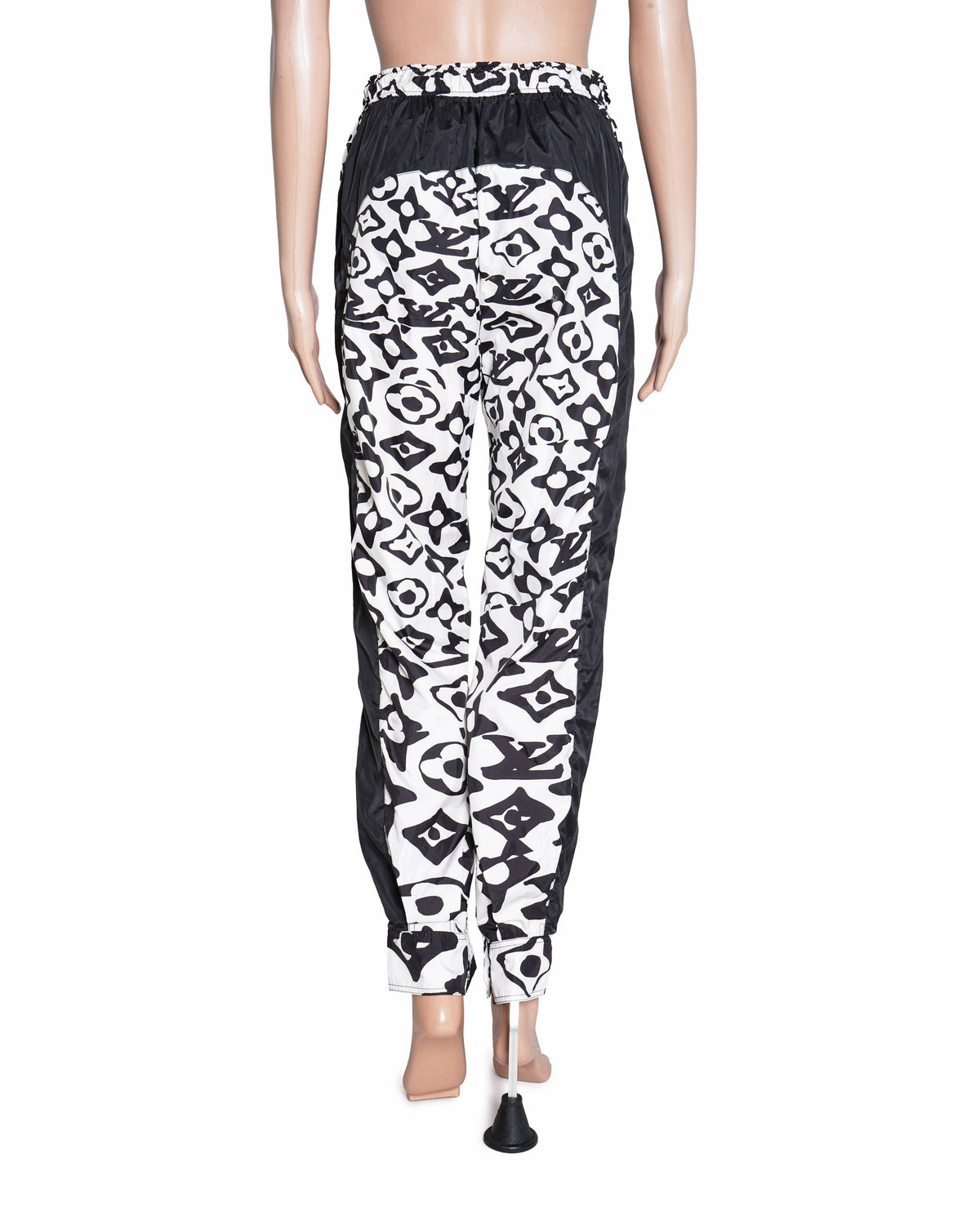 Louis Vuitton X URS Fischer Black/White Monogram Print Synthetic Joggers