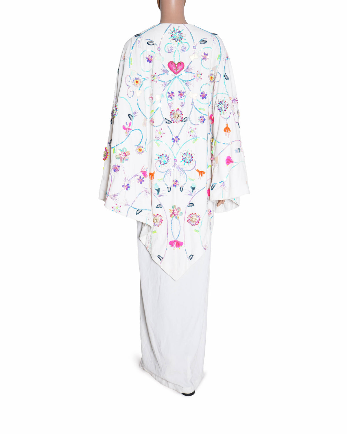 Manish Arora Floral Embroidered Sequins Beads Cape Maxi Dress