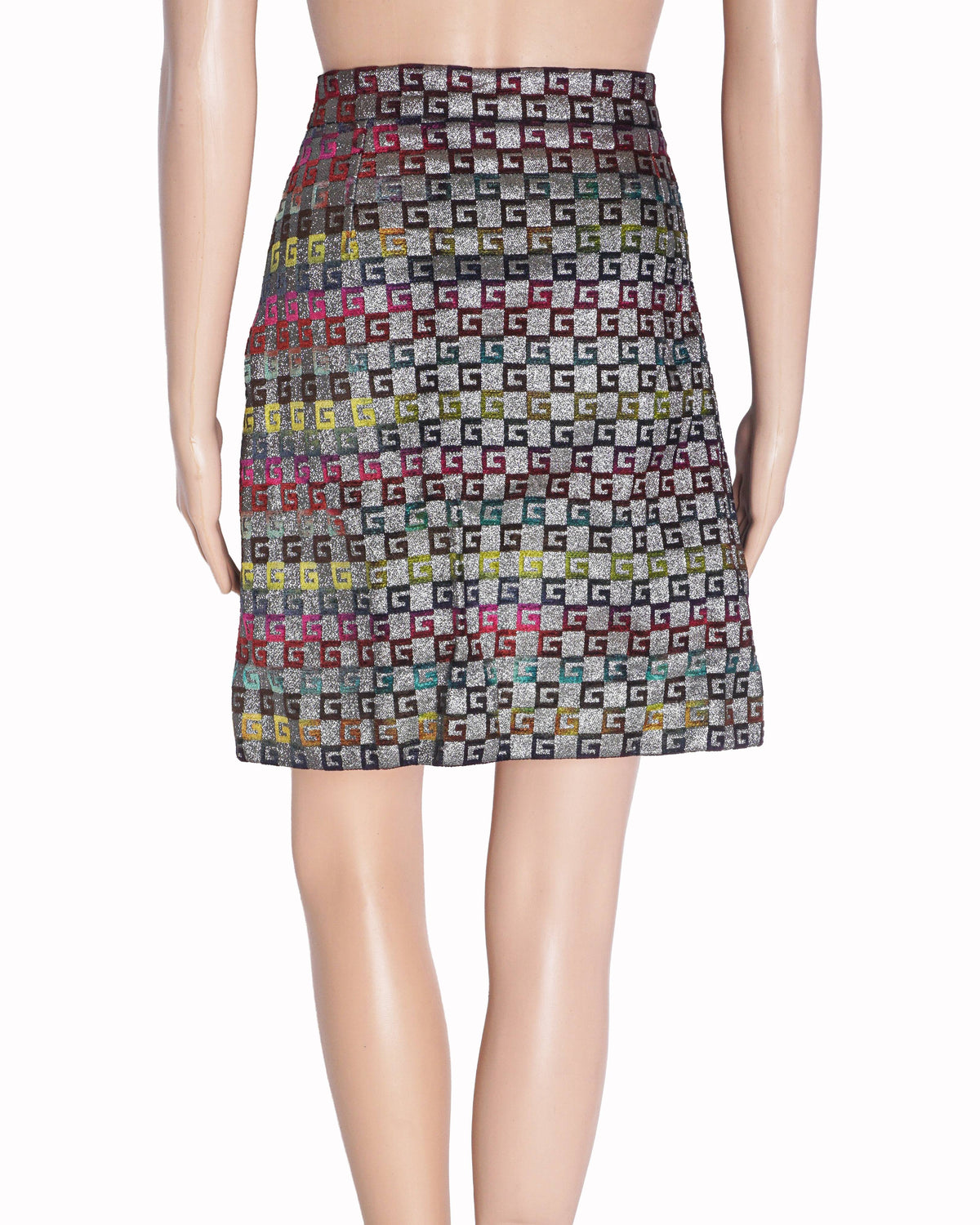 Gucci Metallic Multicolor Square G Jacquard Skirt