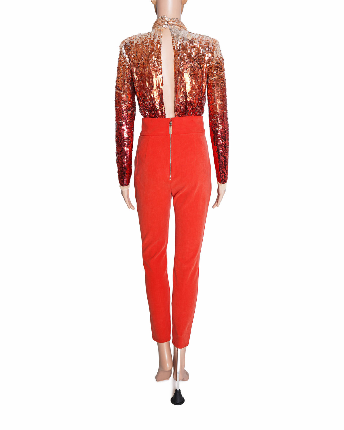 Elisabetta Franchi Sequins Detachable Jumpsuit In Orange