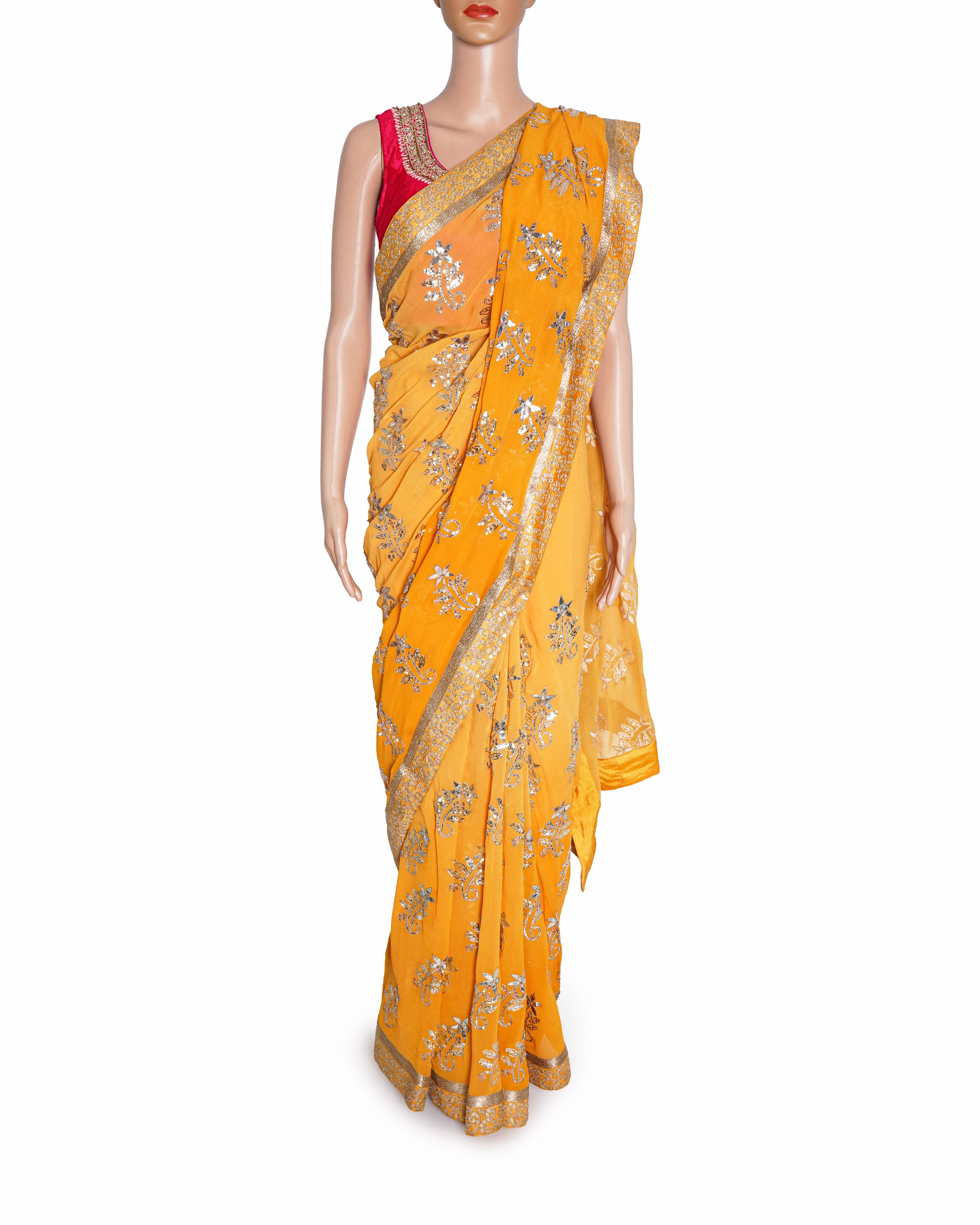 Minaxi Dadoo Sequin Embroidered Saree In Yellow
