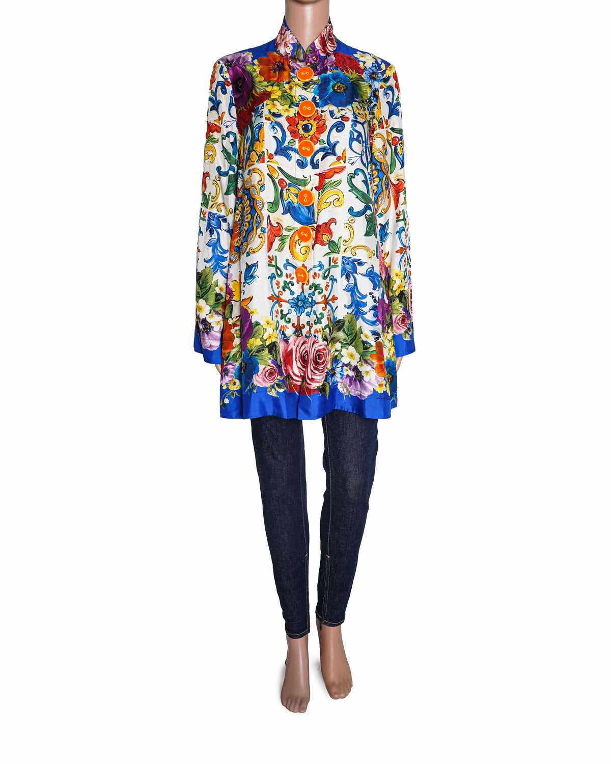 Dolce & Gabbana Multicolour Floral Printed Silk Button Down Shirt