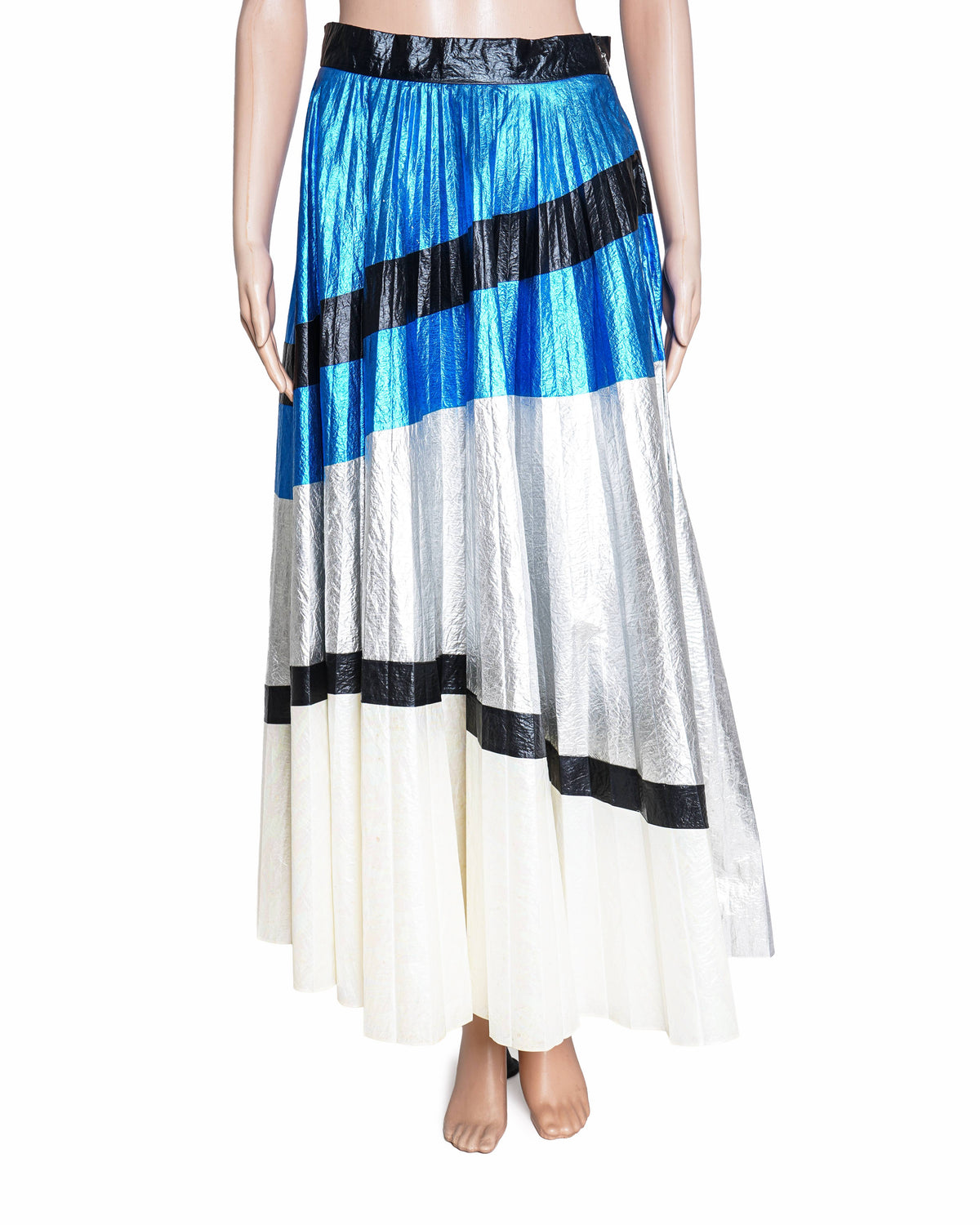Christopher Kane Color-Block Metallic Pleated Skirt