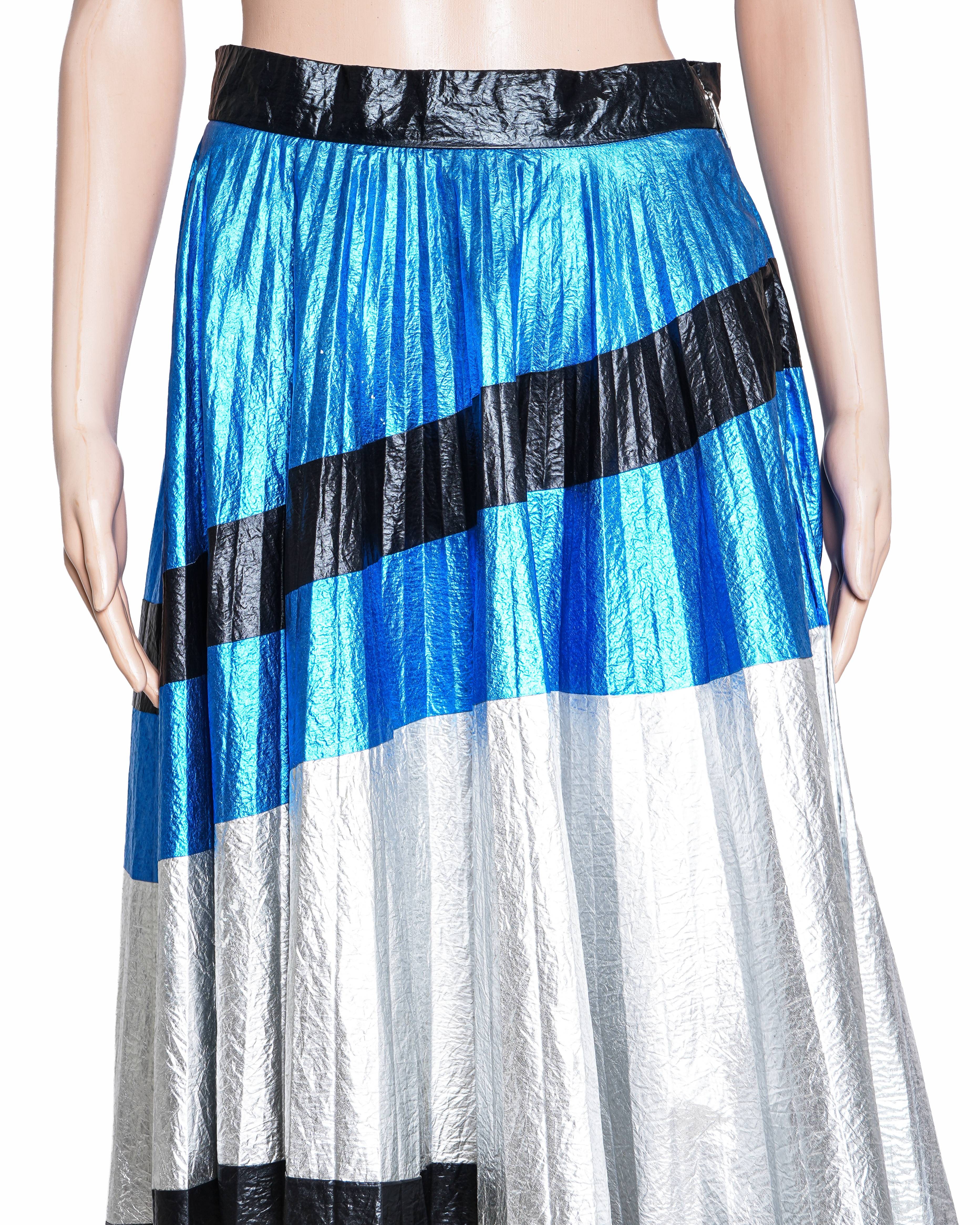 Christopher Kane Color-Block Metallic Pleated Skirt