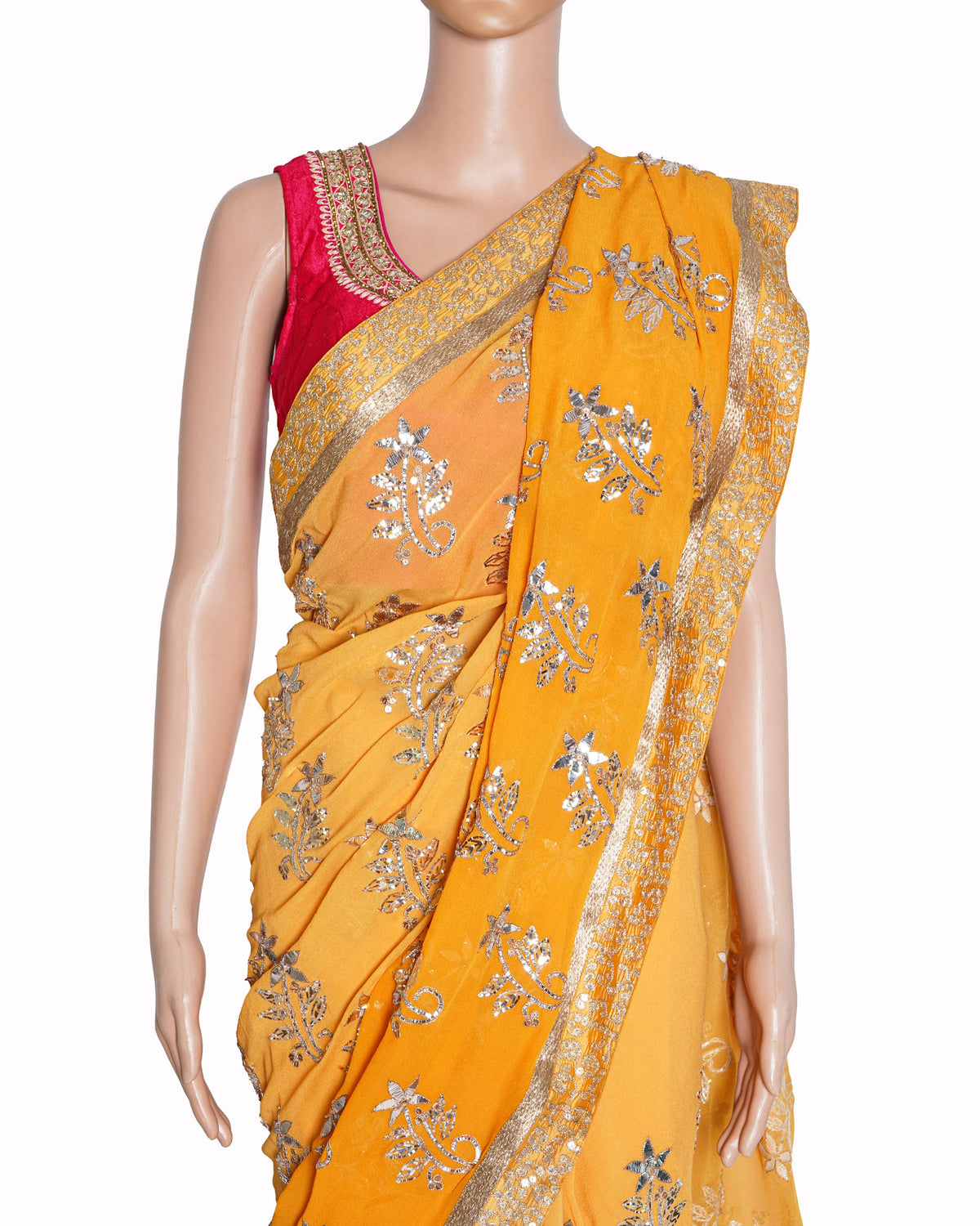 Minaxi Dadoo Sequin Embroidered Saree In Yellow