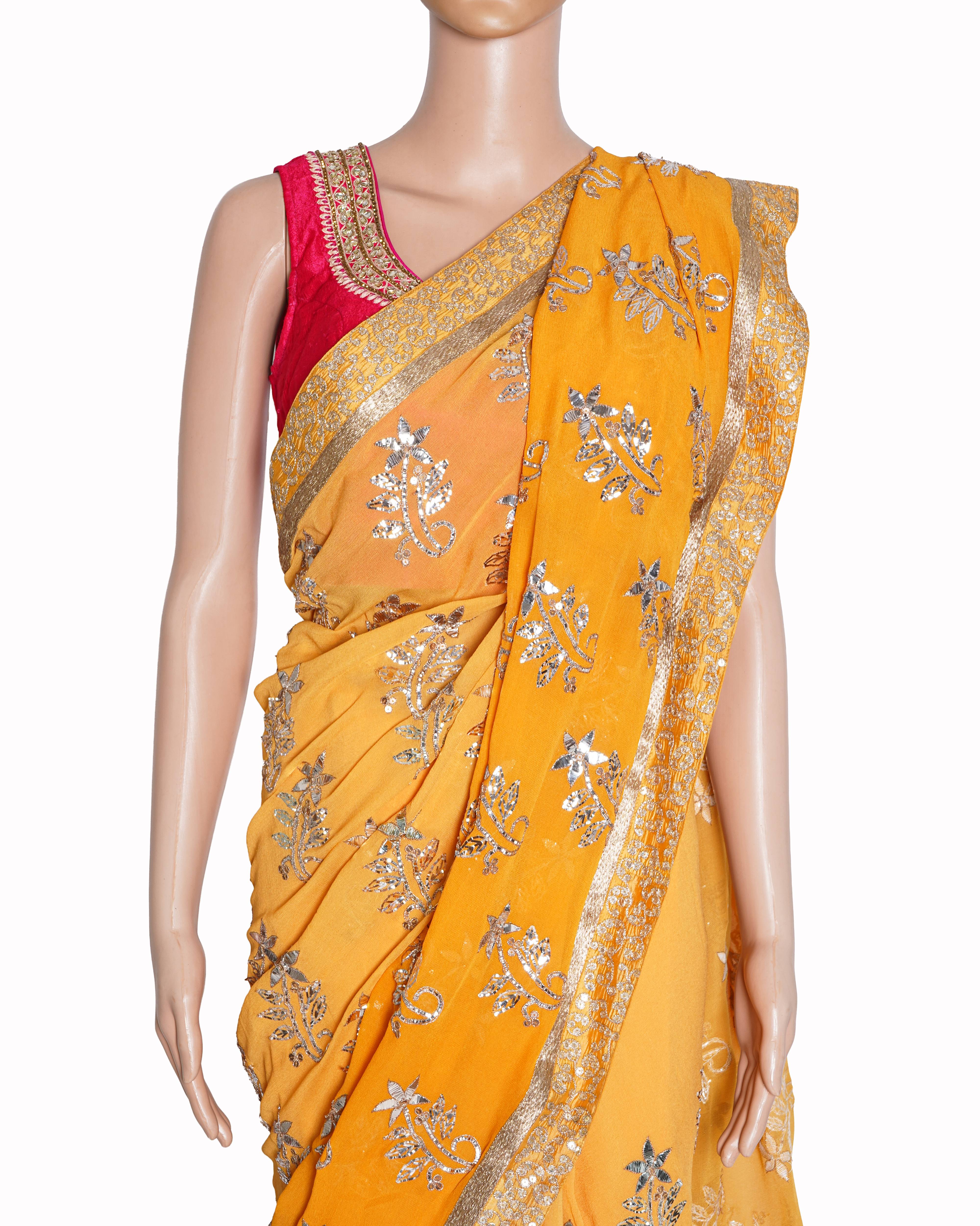 Minaxi Dadoo Sequin Embroidered Saree In Yellow