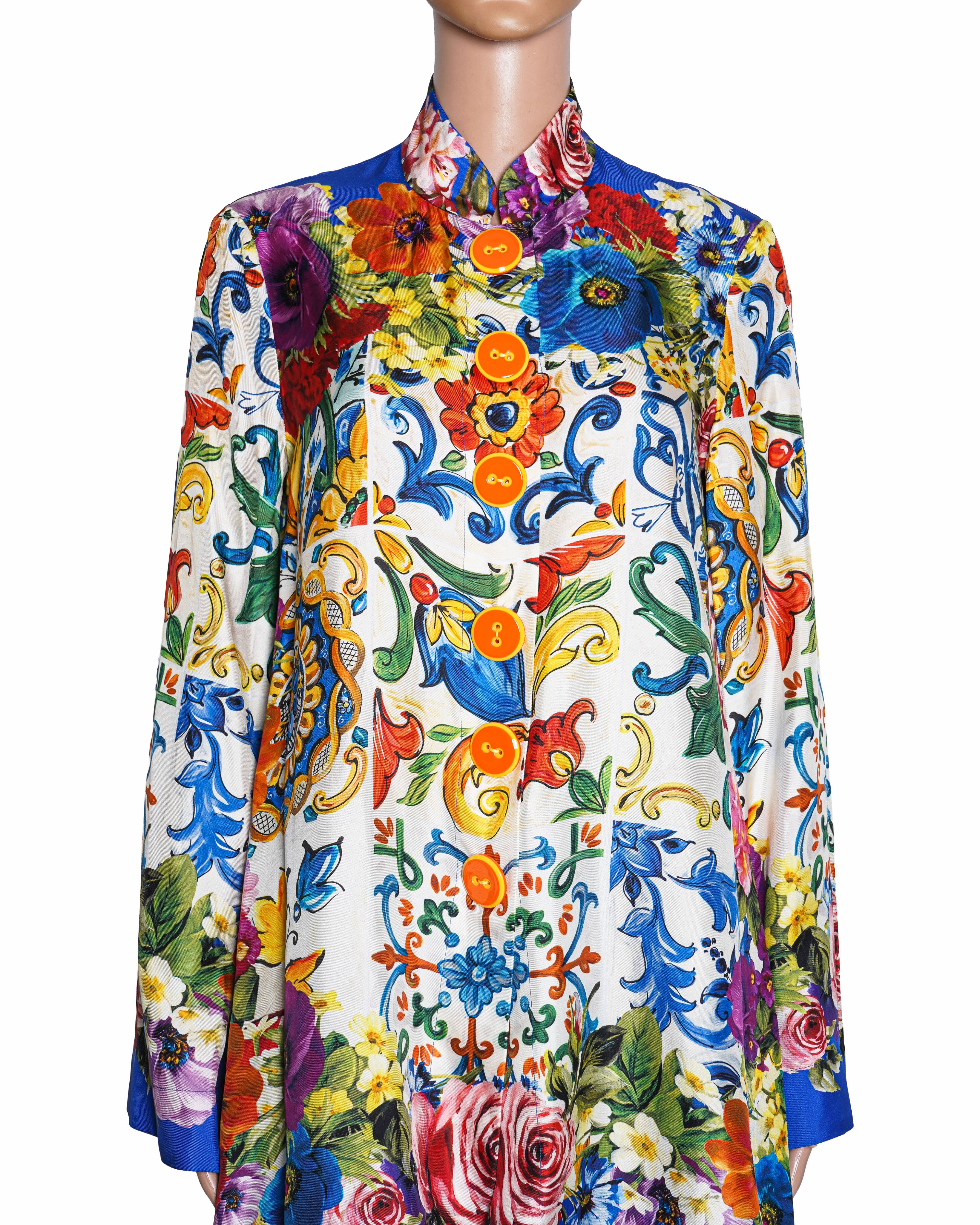 Dolce & Gabbana Multicolour Floral Printed Silk Button Down Shirt