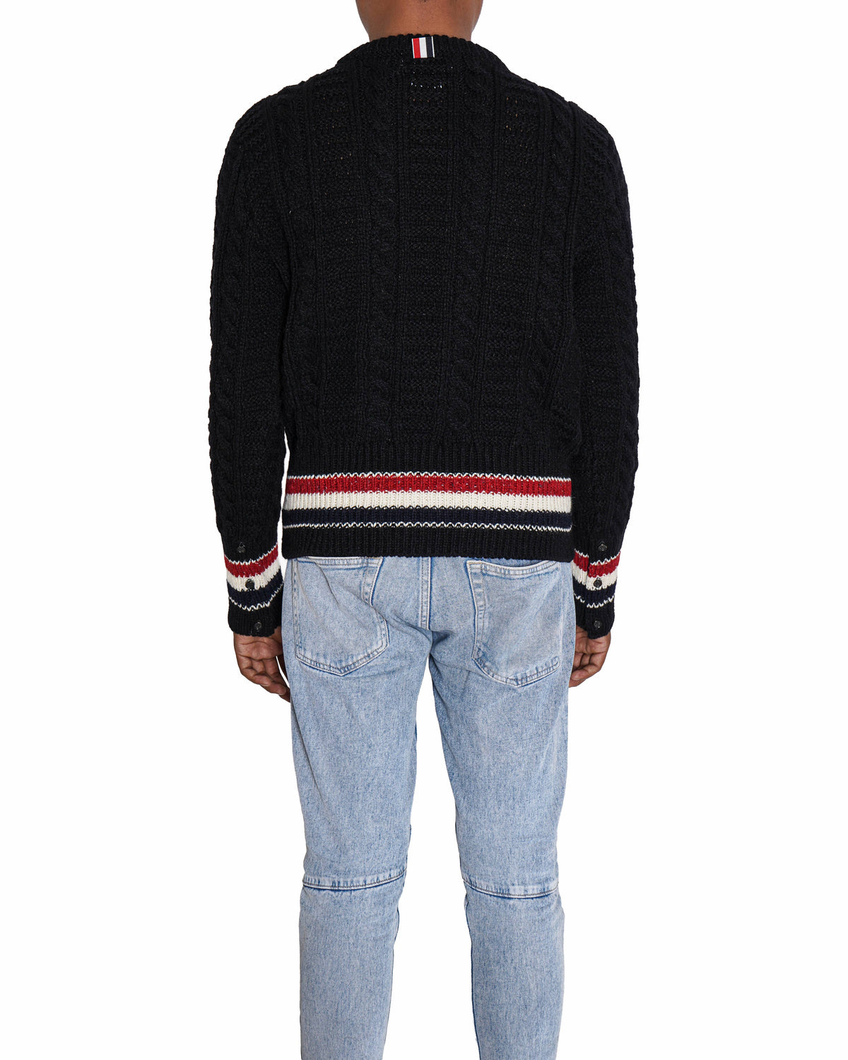 Thom BrowneARAN CABLE STITCH MERINO WOOL PULLOVER