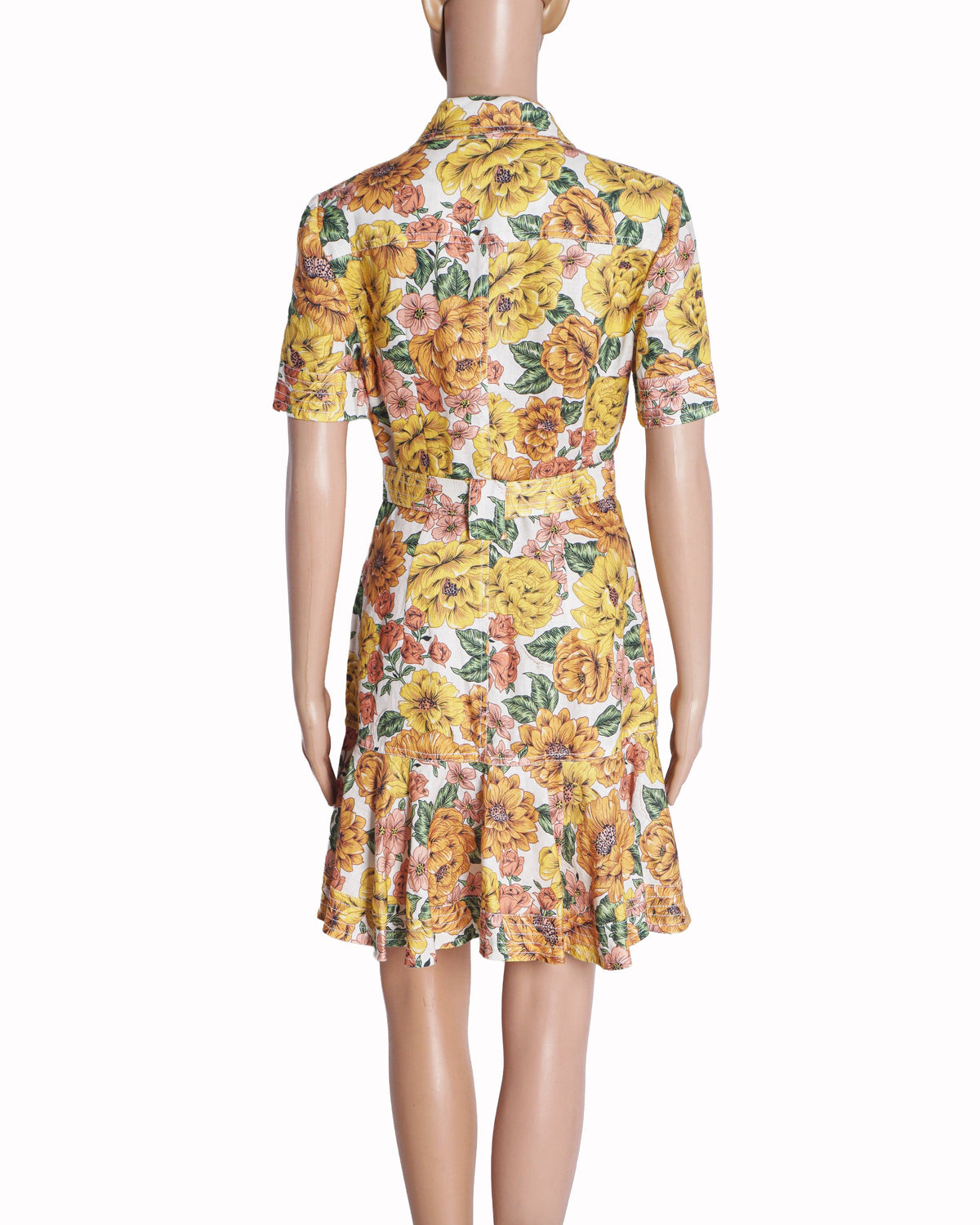 Zimmermann Yellow Floral Poppy Belted Linen Mini Dress