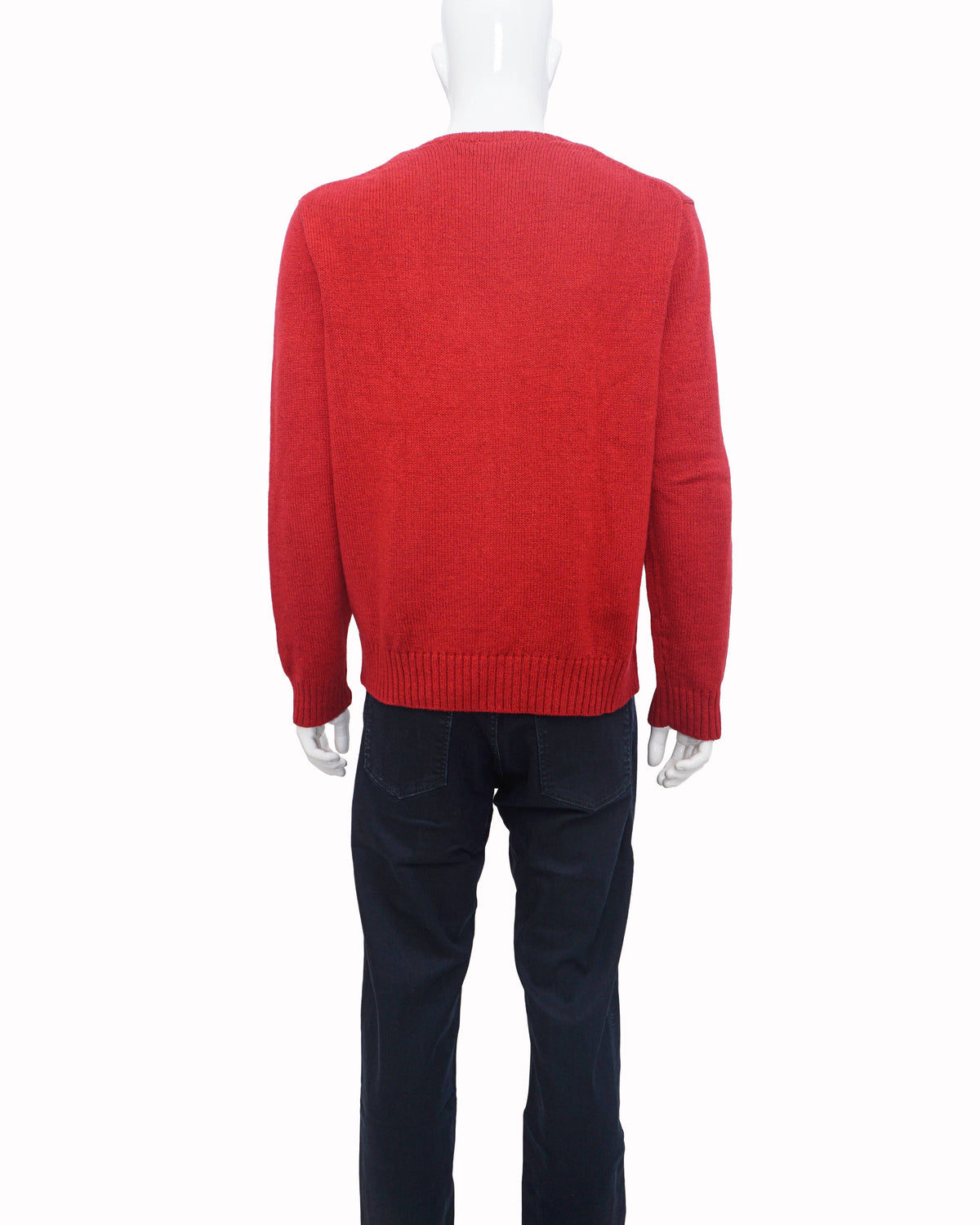 Polo Ralph Lauren Red Polo Bear Intarsia Knit Crewneck Sweater