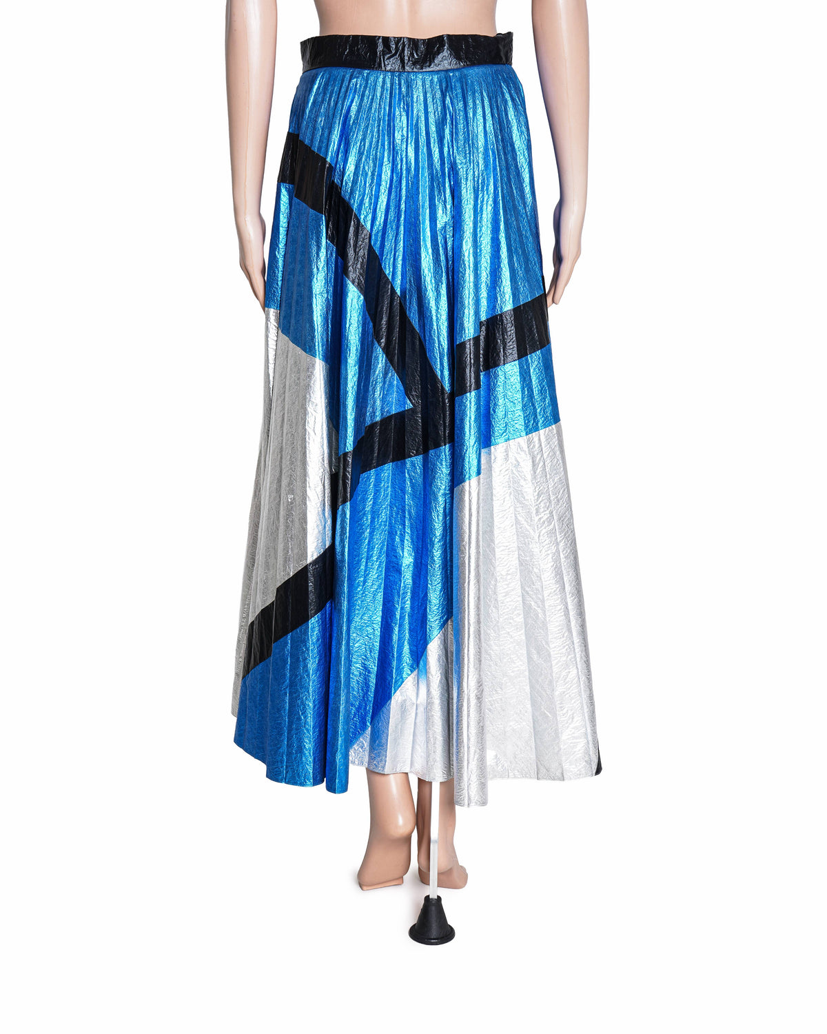 Christopher Kane Color-Block Metallic Pleated Skirt