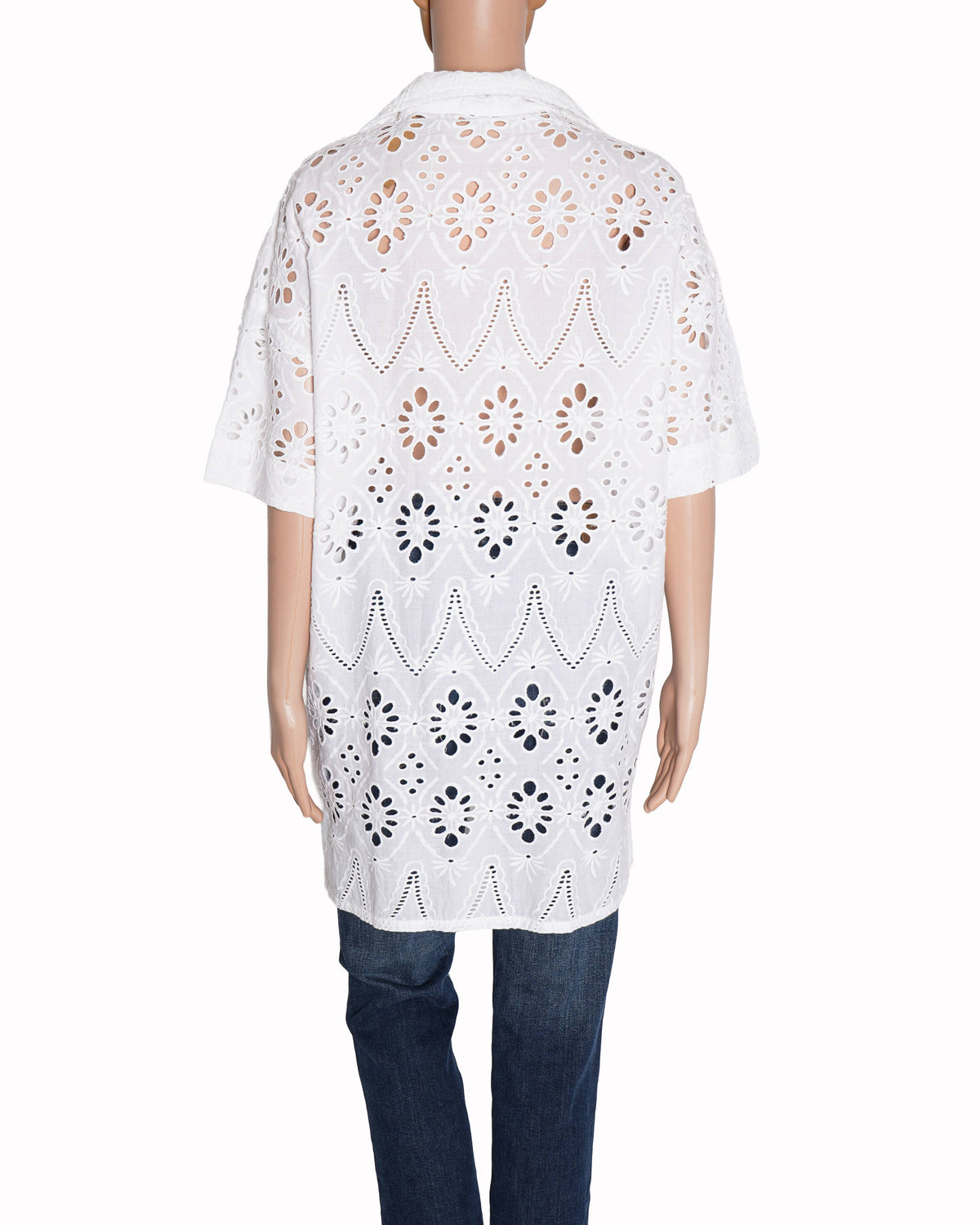 Riva Half Sleeve Lace Shirt In White