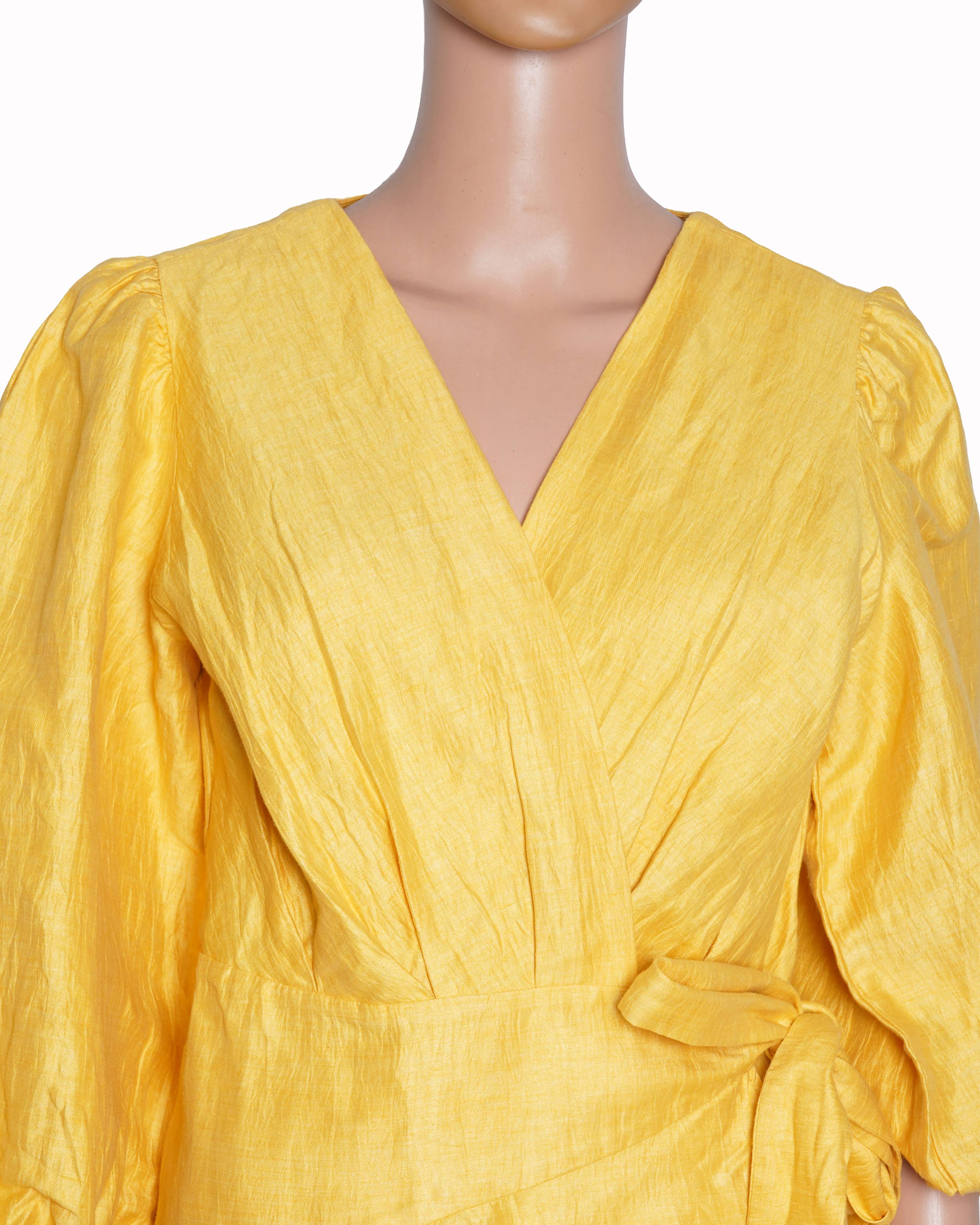 Maje Yellow Mini Wrap Dress