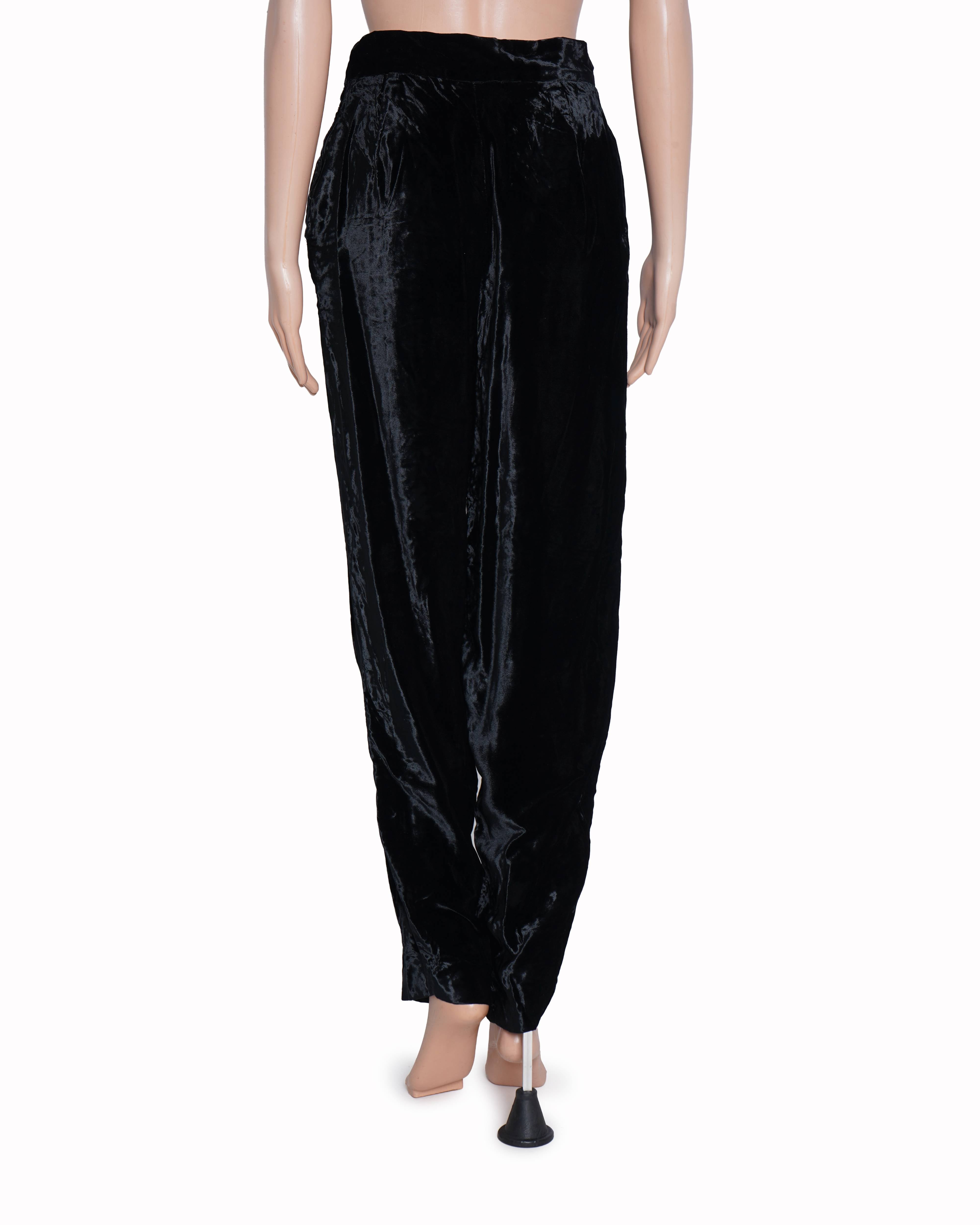 Giorgio Armani Velvet Pants In Black