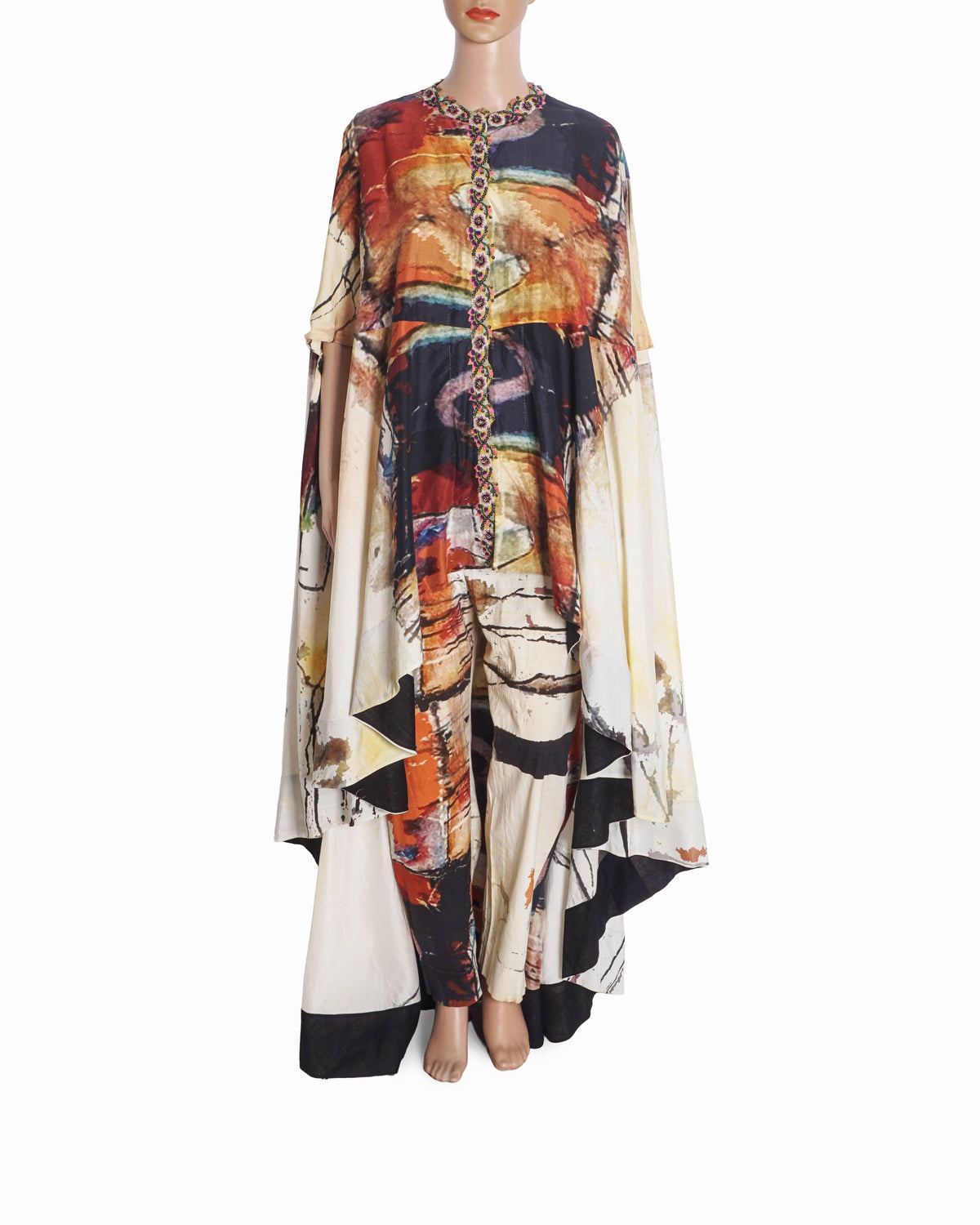 Anamika Khanna Abstract Printed Cape Set