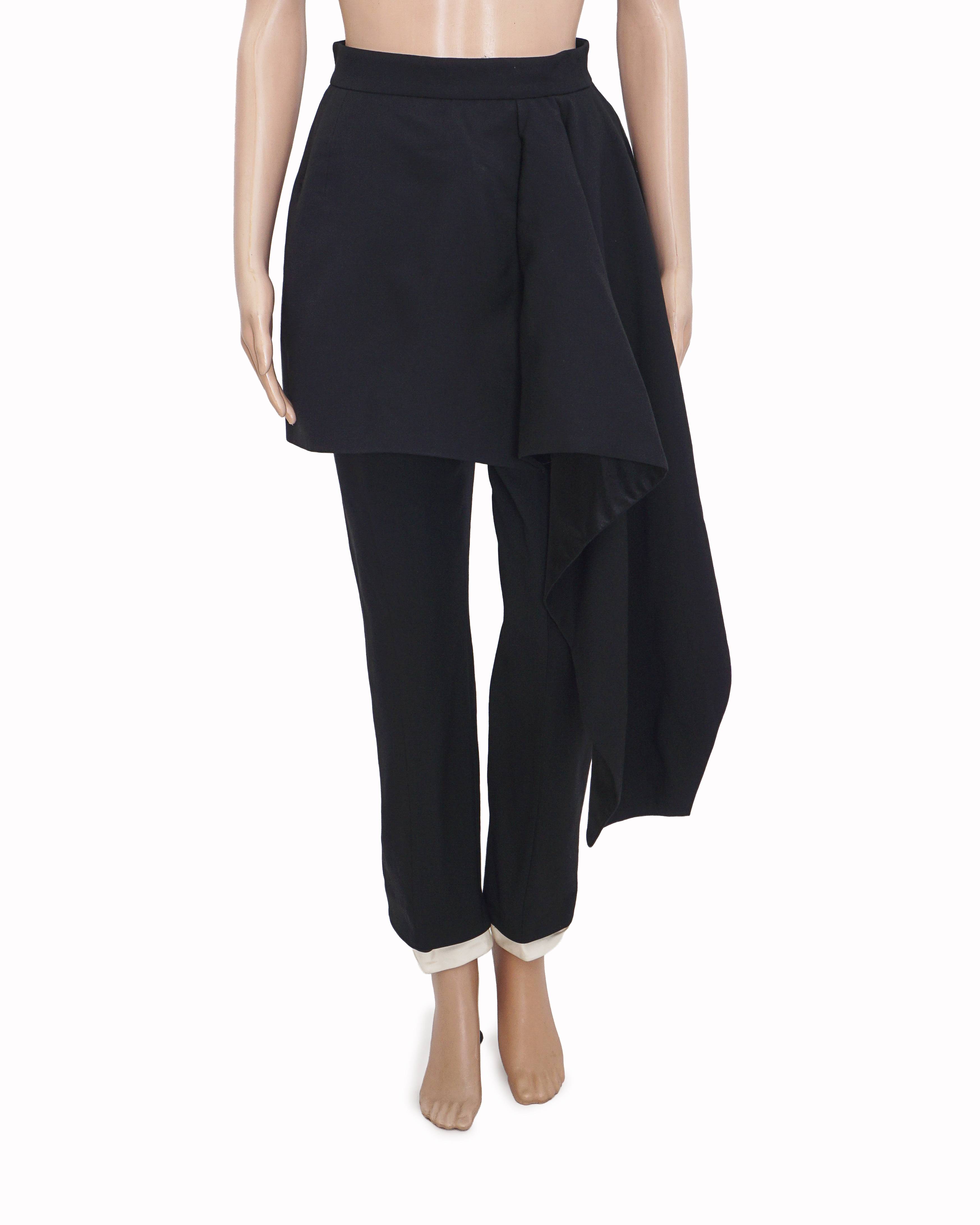 Alexander McQueen Black Asymmetrical Skirt-Over-Trouser Hybrid