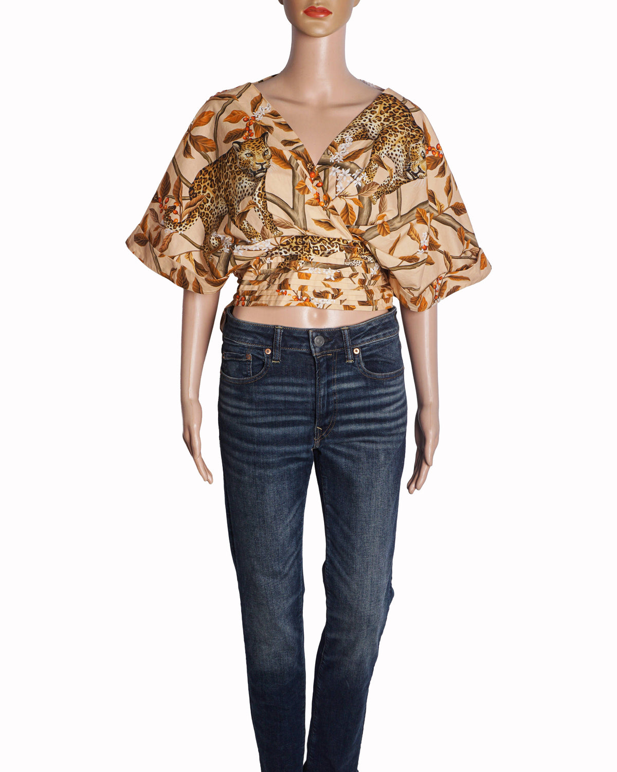 Johanna Ortiz Jaguar Print Kimono Wrap Top