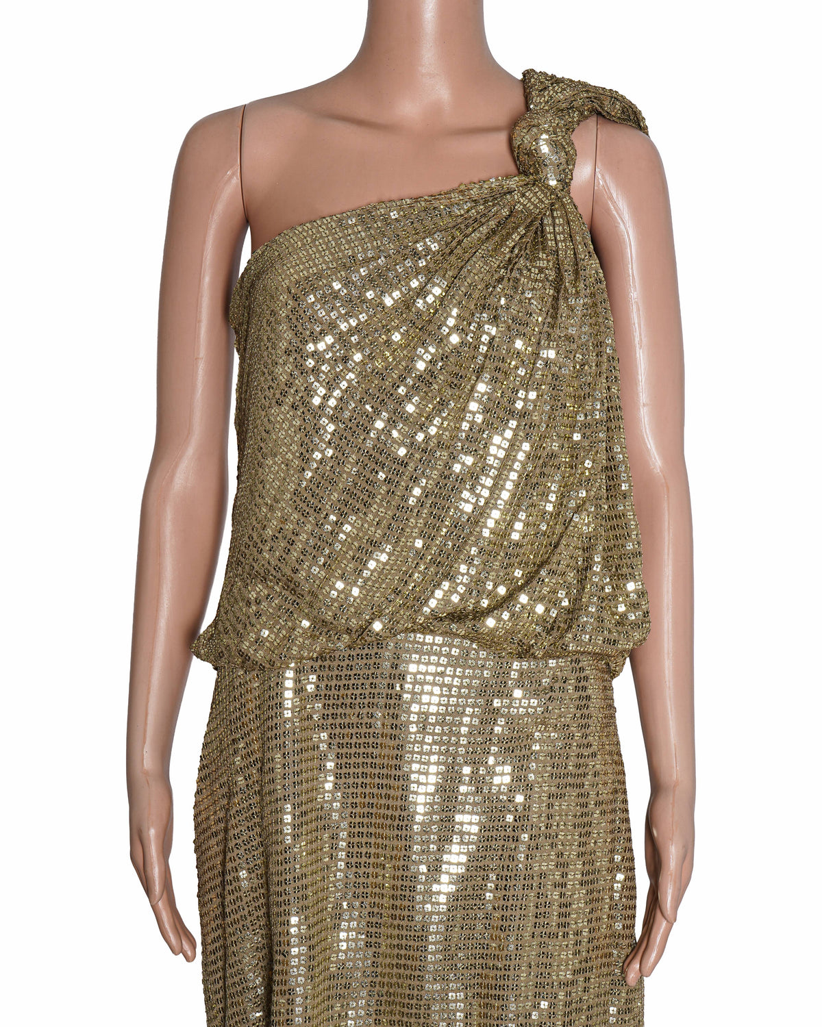 Kangana Trehan One-Shoulder Gold Sequined Dress