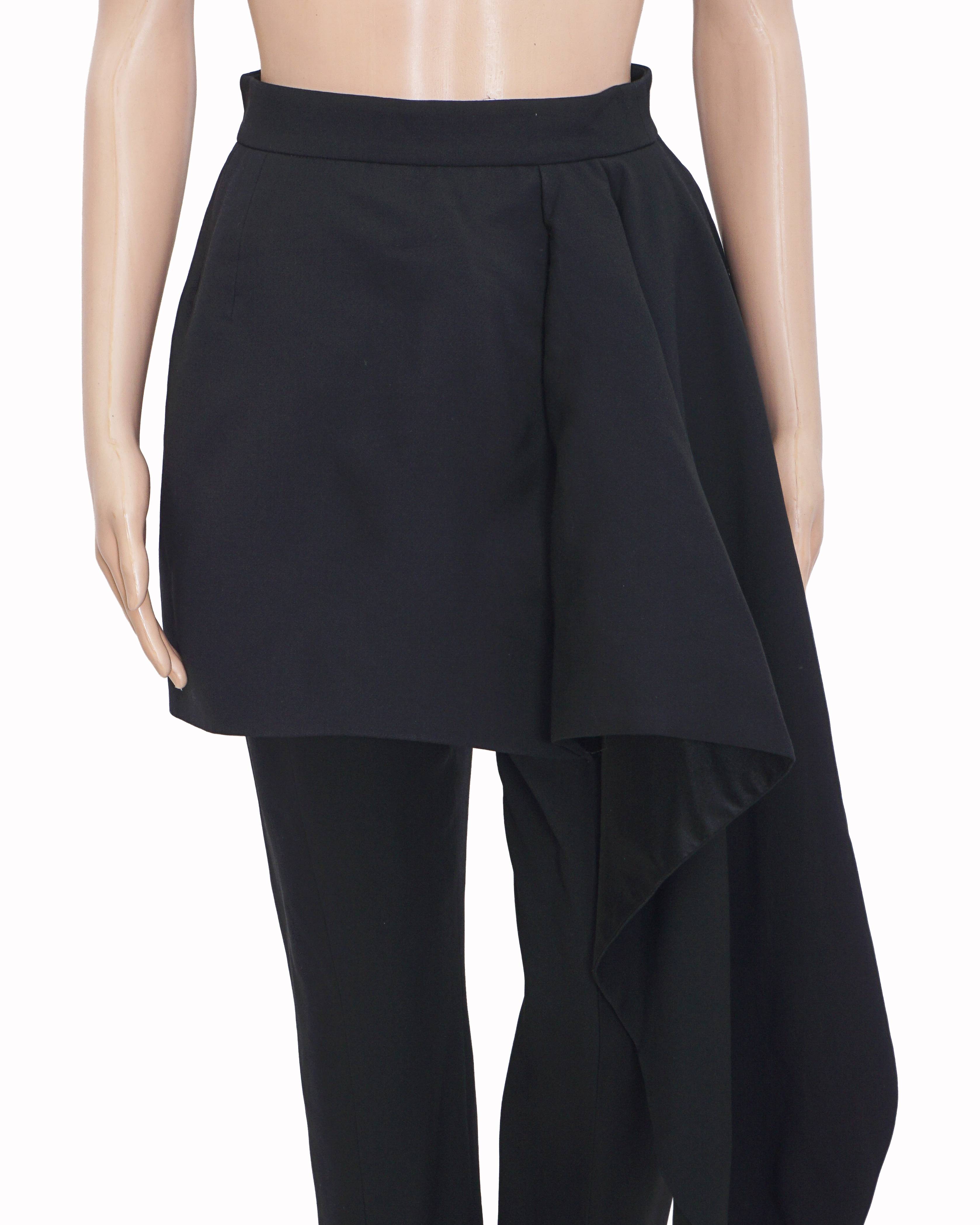 Alexander McQueen Black Asymmetrical Skirt-Over-Trouser Hybrid