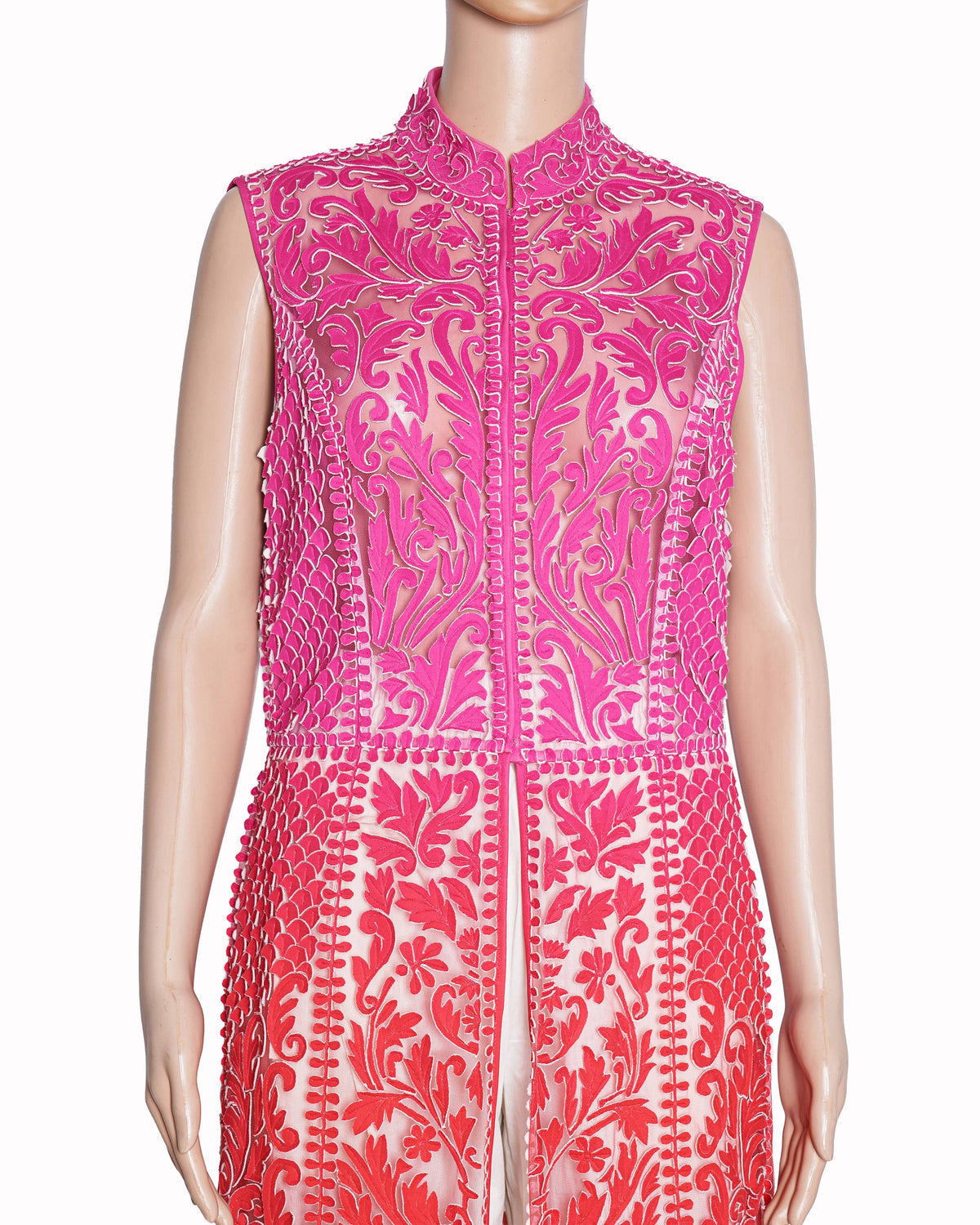 Pankaj & Nidhi Laser-Cut Appliqué Longline Front Slit Kurta