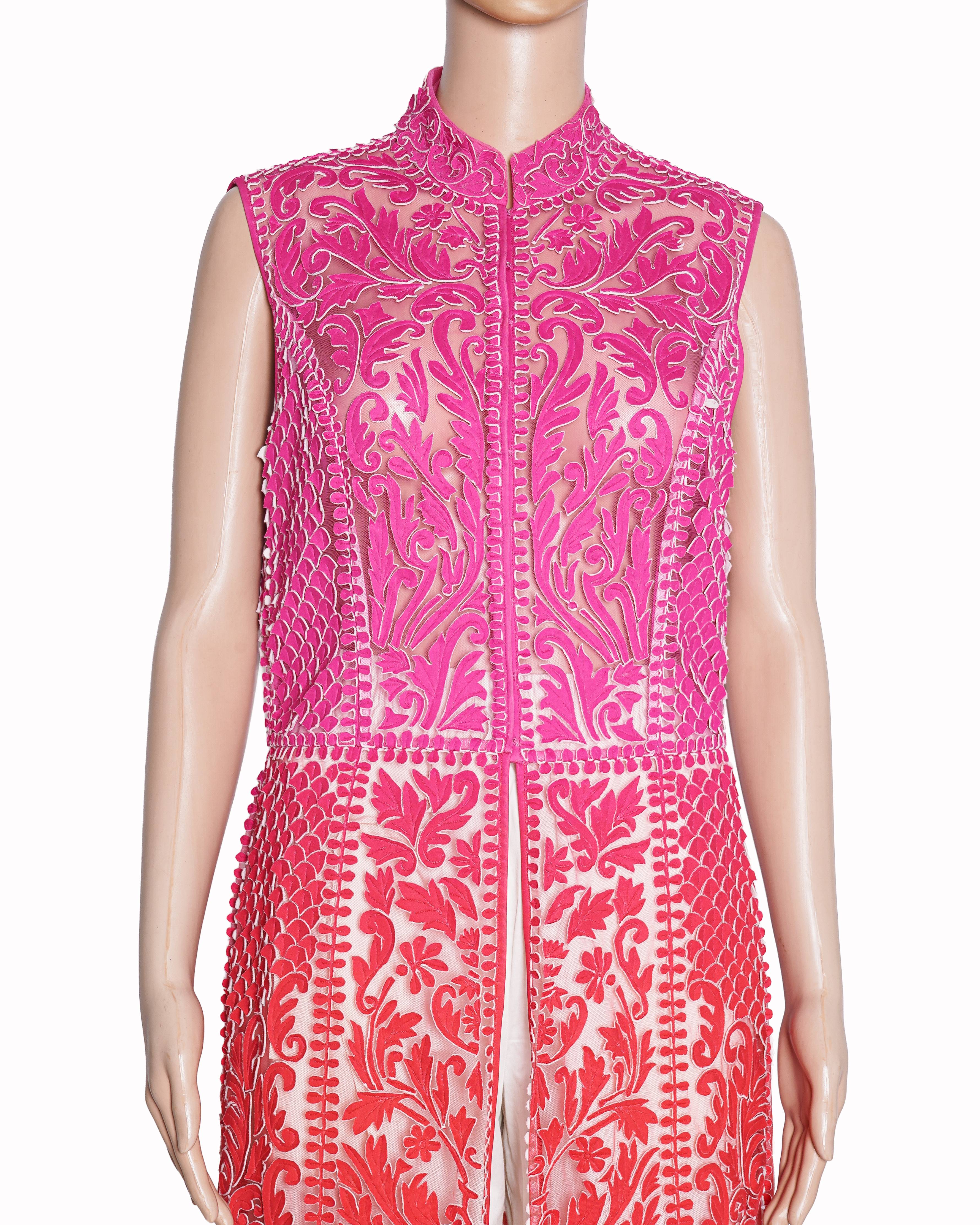 Pankaj & Nidhi Laser-Cut Appliqué Longline Front Slit Kurta