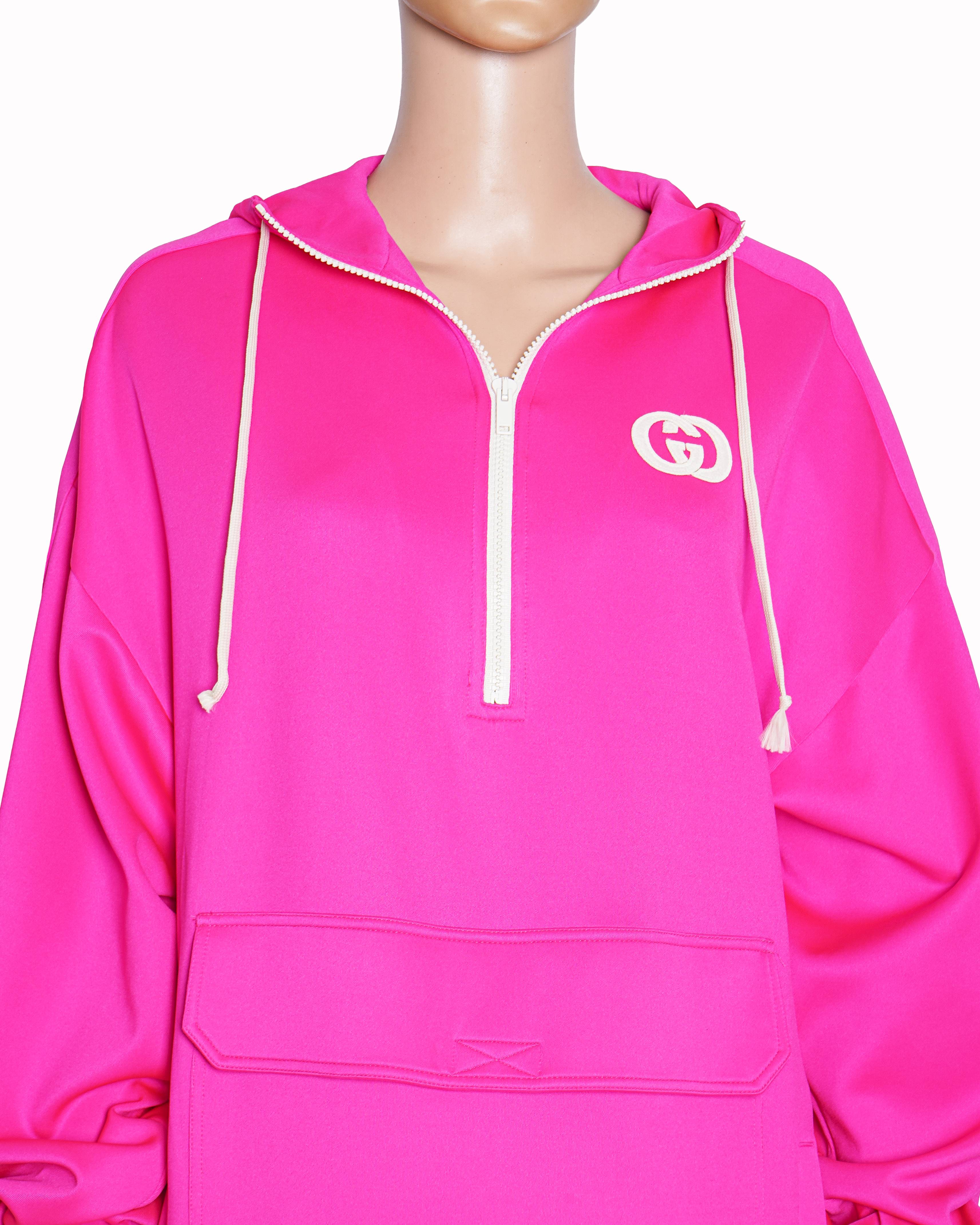 Gucci 2021 Interlocking G Half-Zip Hoodie Dress