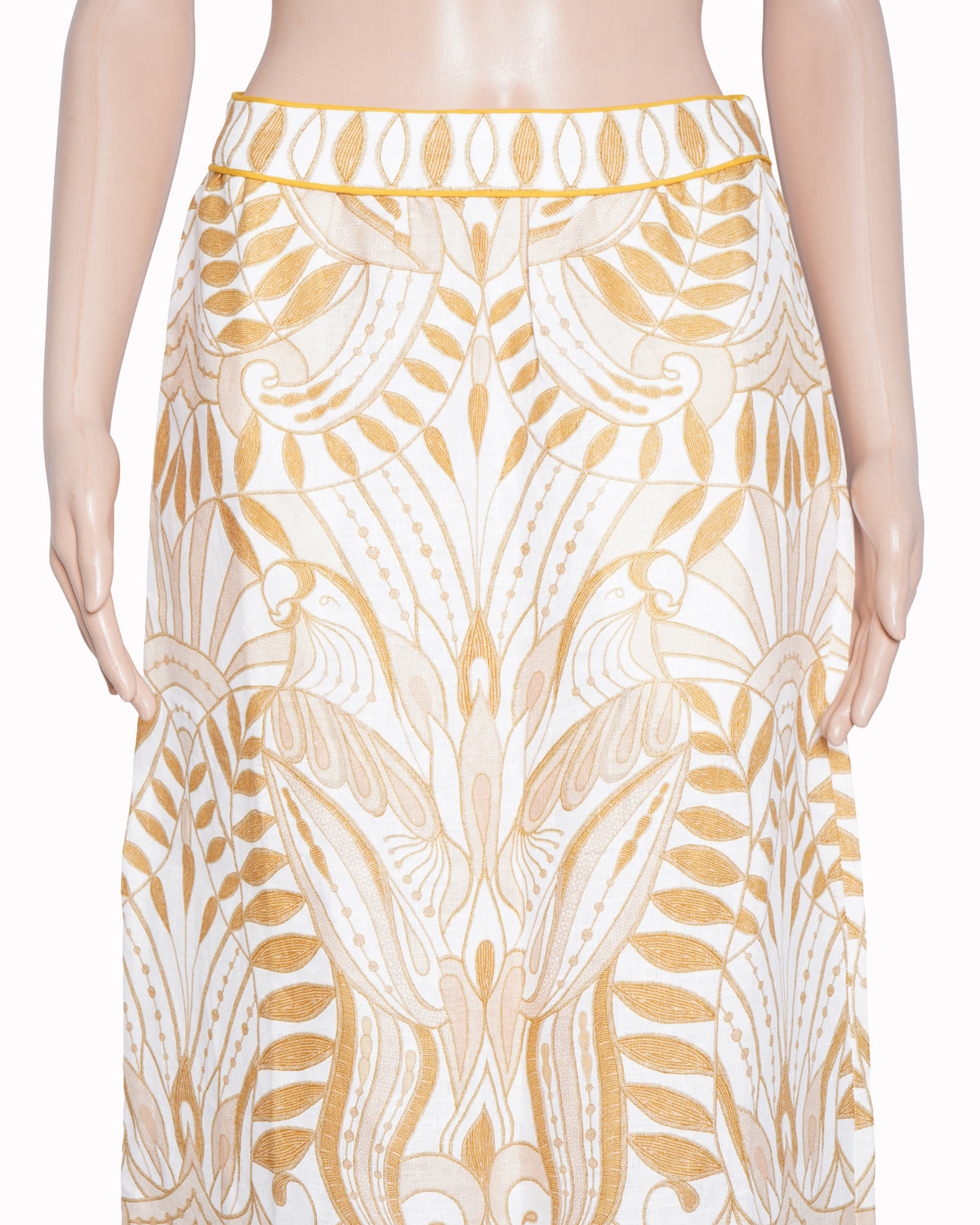 New Farm rio lace nature white & yellow embroidered skirt