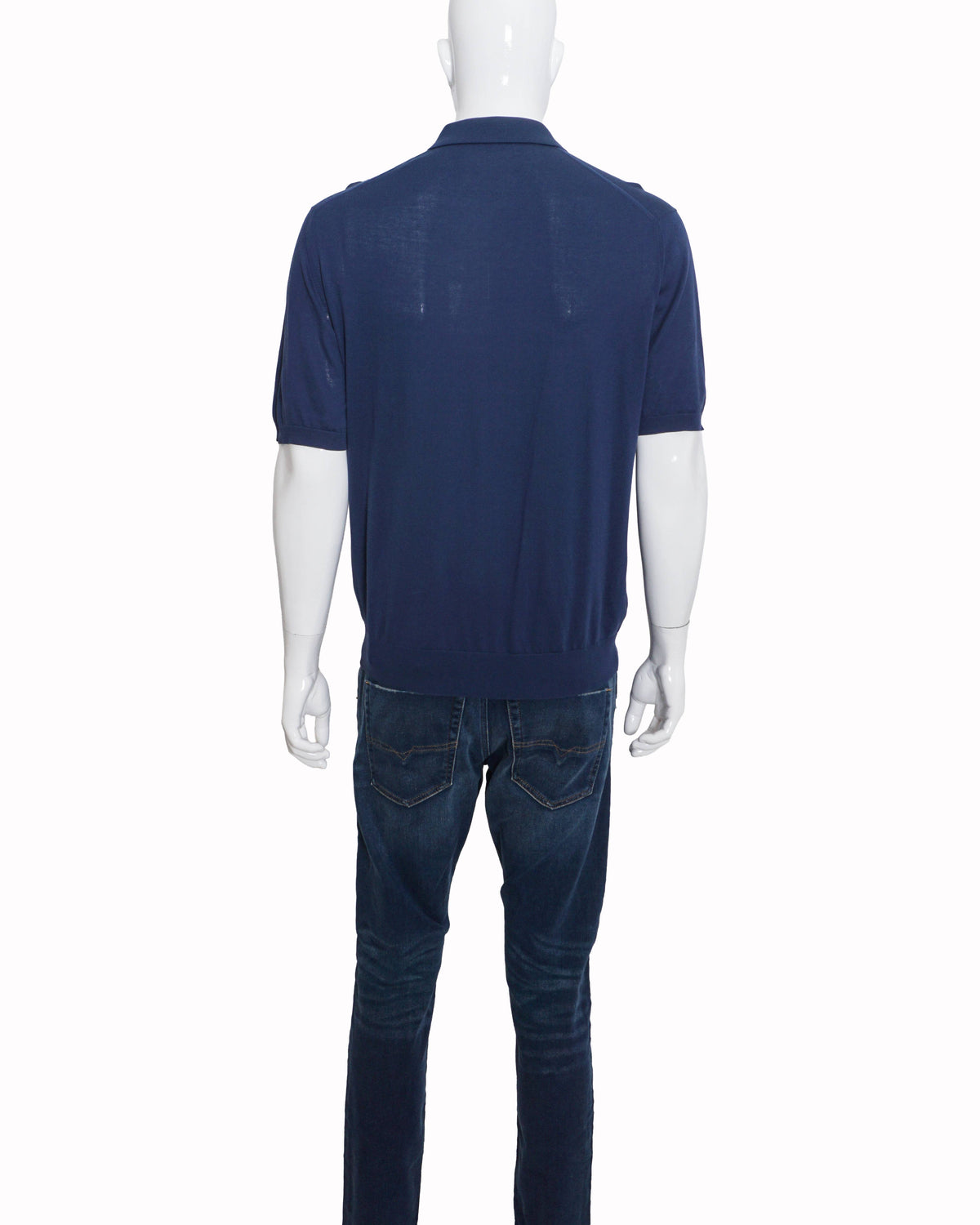 Stefano Ricci Navy Blue Eagle Embroidered Half-Zip Polo T-shirt