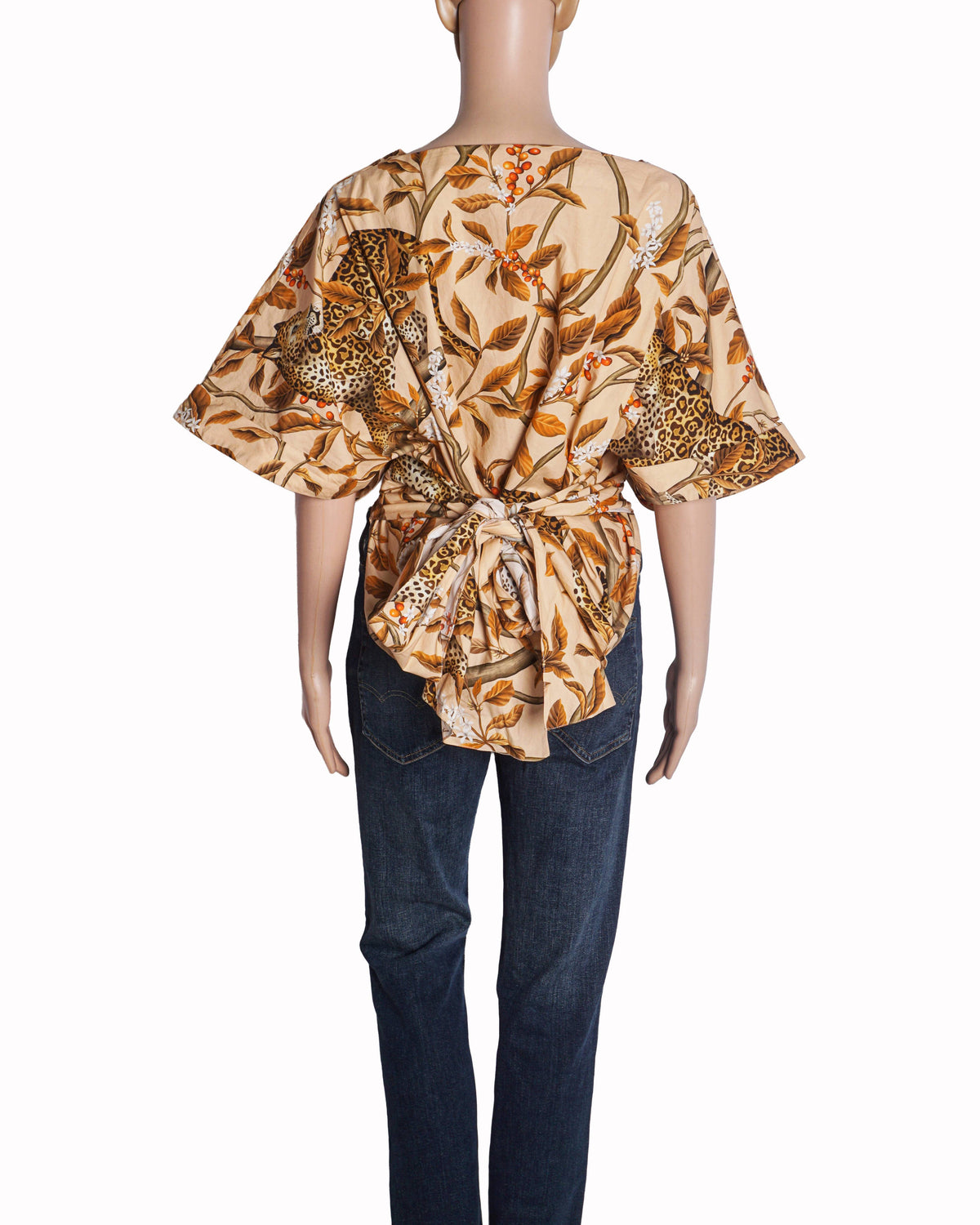 Johanna Ortiz Jaguar Print Kimono Wrap Top