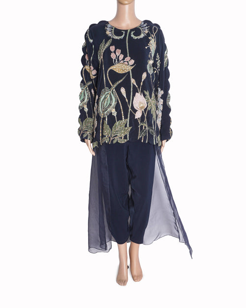 Payal Singhal Navy Blue Embroidered Kurta Set