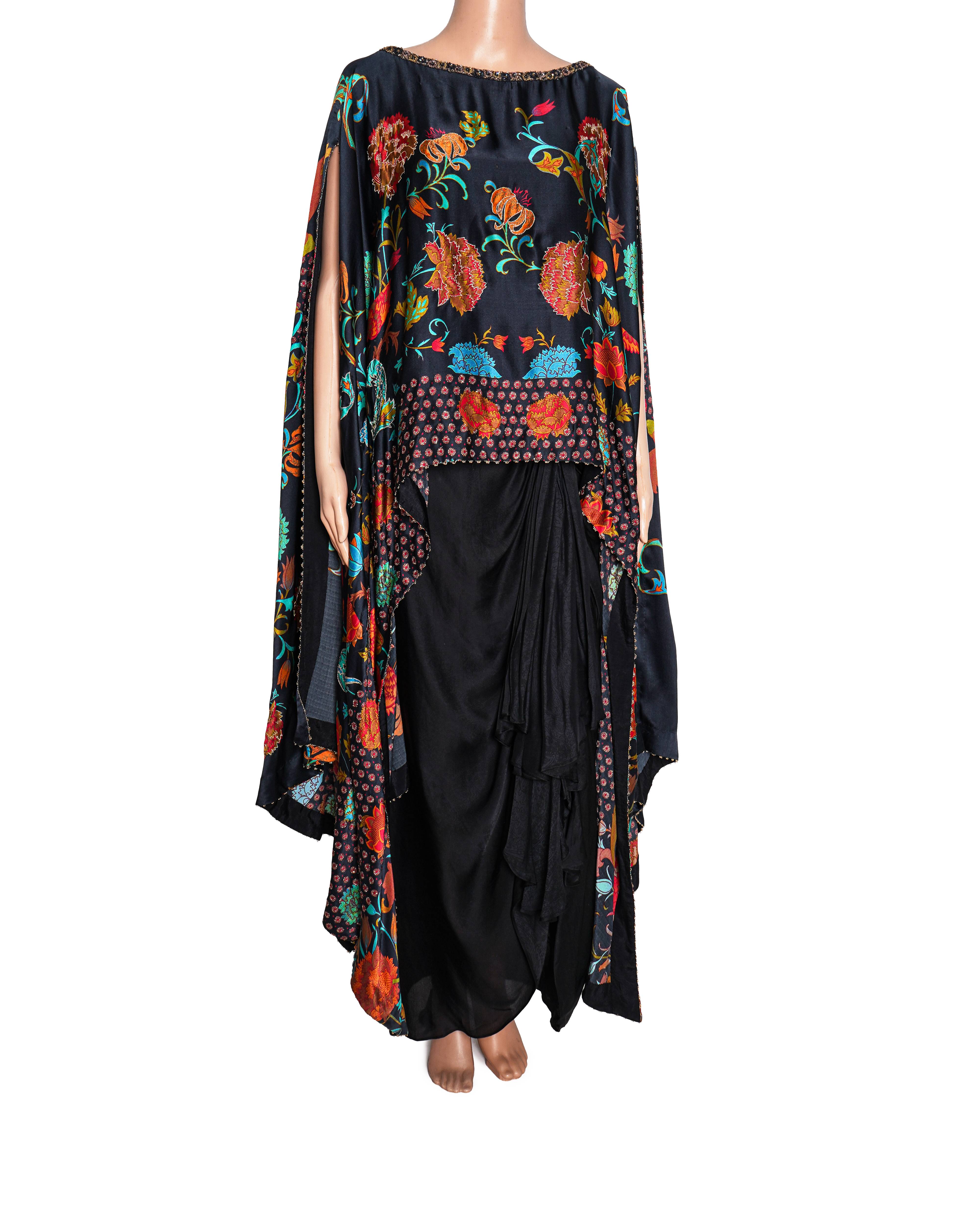 Ritu Kumar Black and  Multi-Color Calico ensemble set of 2