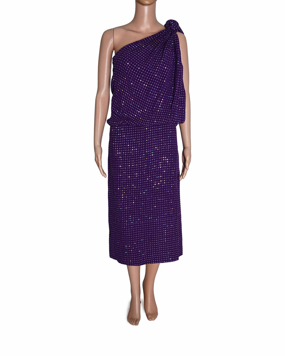 Kangana Trehan One-Shoulder Purple Sequined Dress