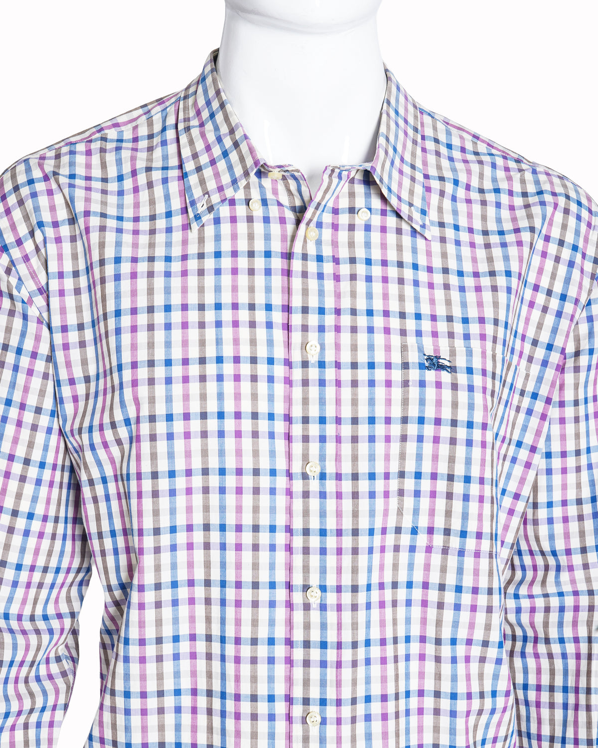 Burberry Men’s Multi-Check Embroidered Cotton Shirt