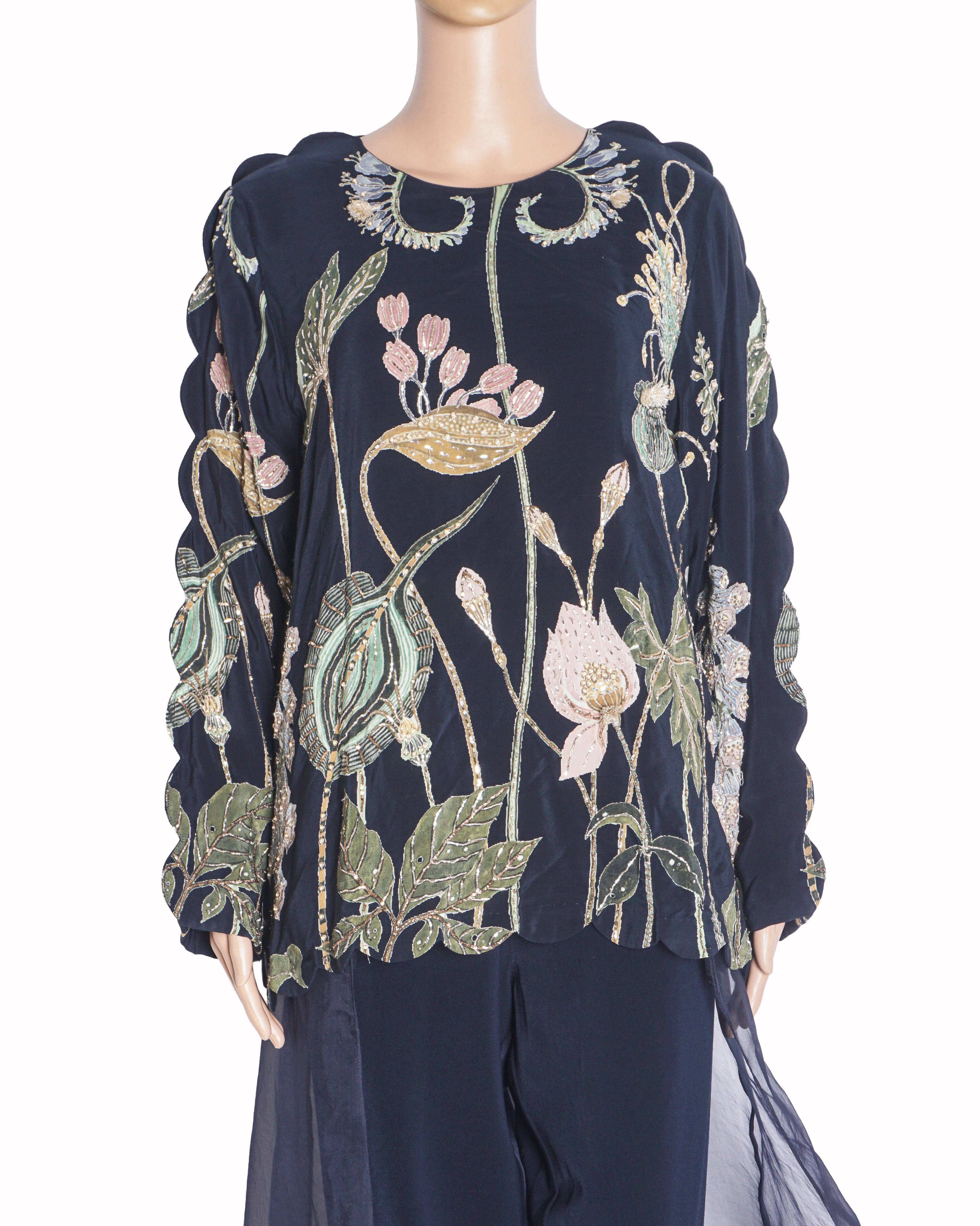 Payal Singhal Navy Blue Embroidered Kurta Set