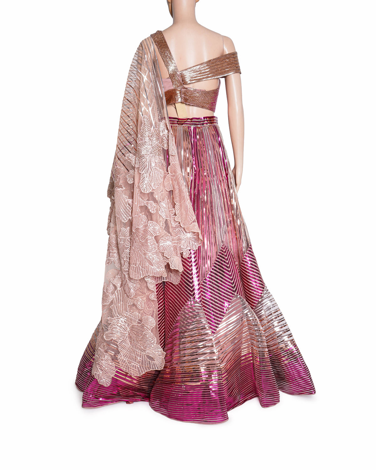 Amit Aggarwal Metallic Tulle Structured Lehenga Set