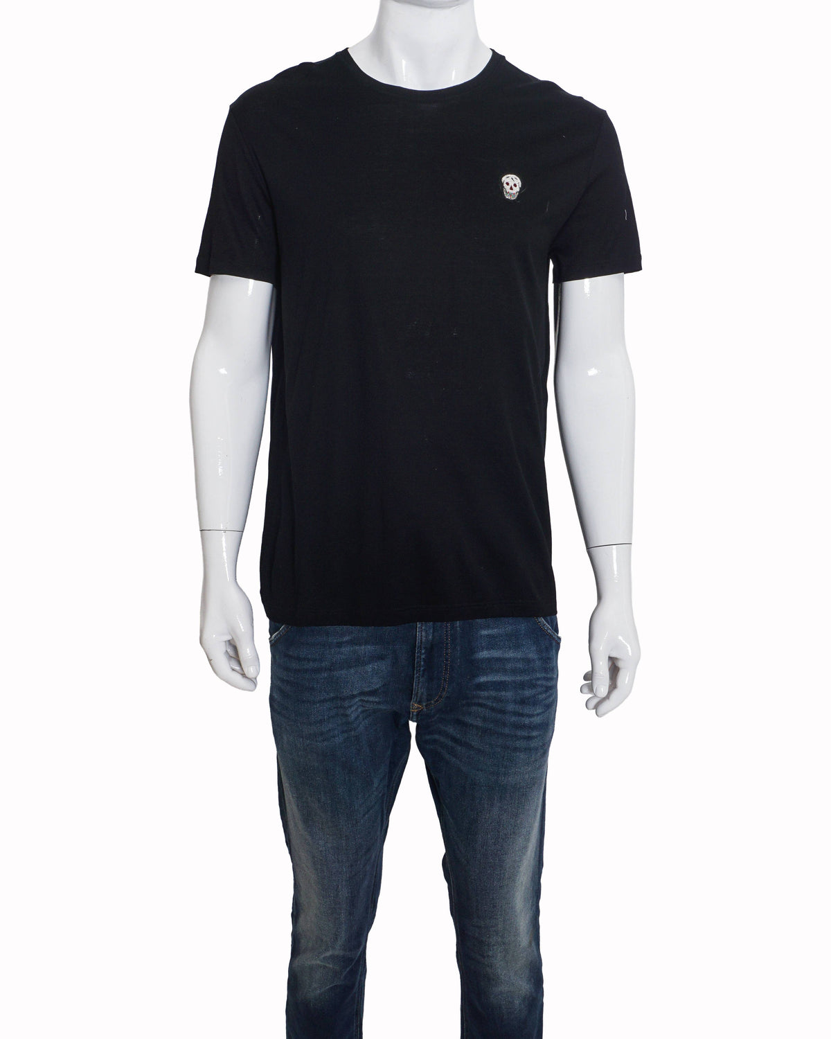 Alexander McQueen Black Cotton Skull Badge Men's T-Shirt