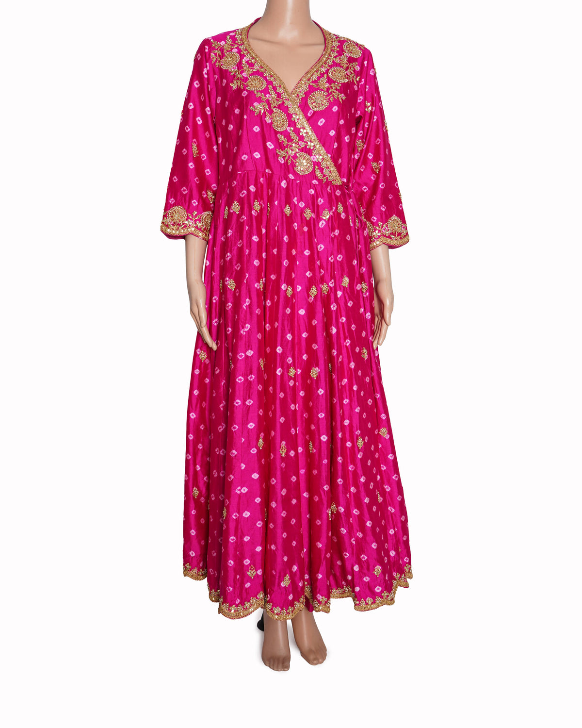 Surbhi Shah Rani Bandhej Pure Spun Silk Angrakha With Pant