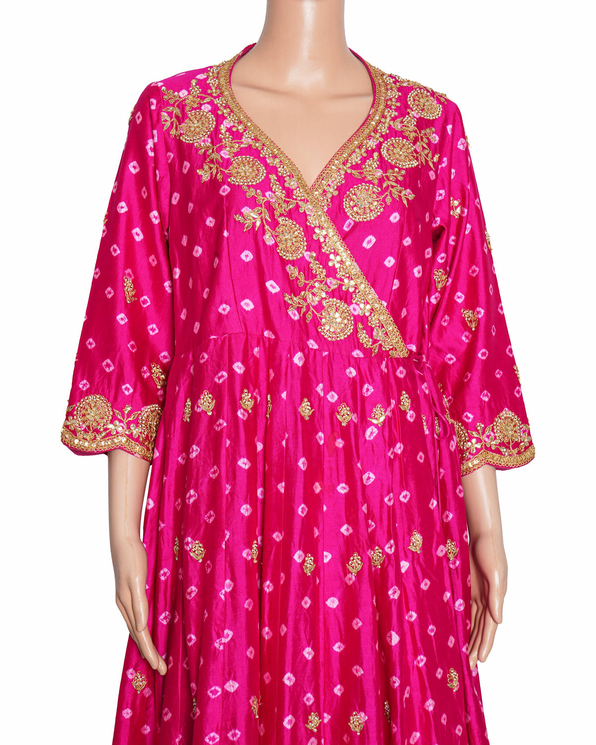 Surbhi Shah Rani Bandhej Pure Spun Silk Angrakha With Pant