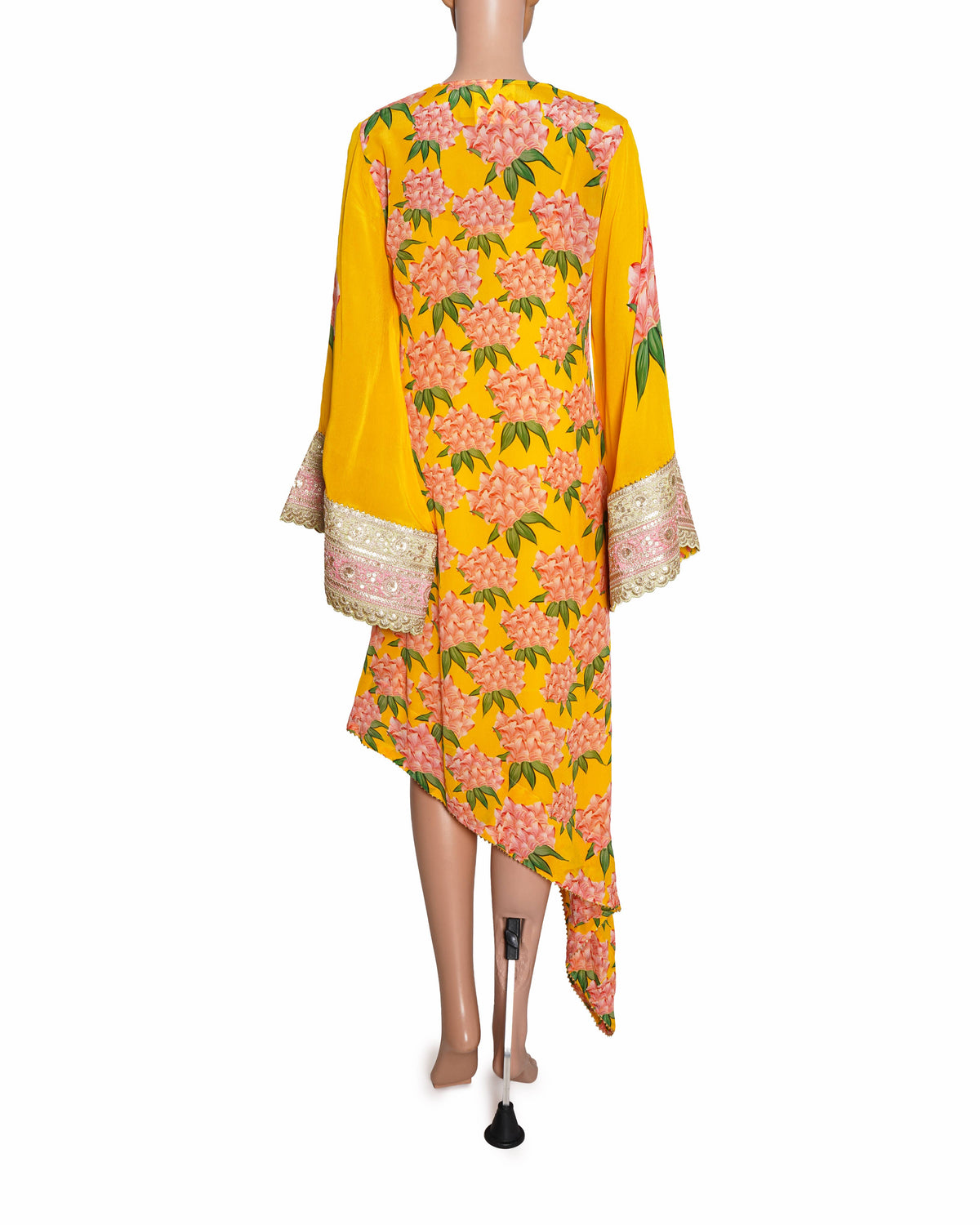 Masaba Crepe Printed Kaftan Set Of 2 In Yellow