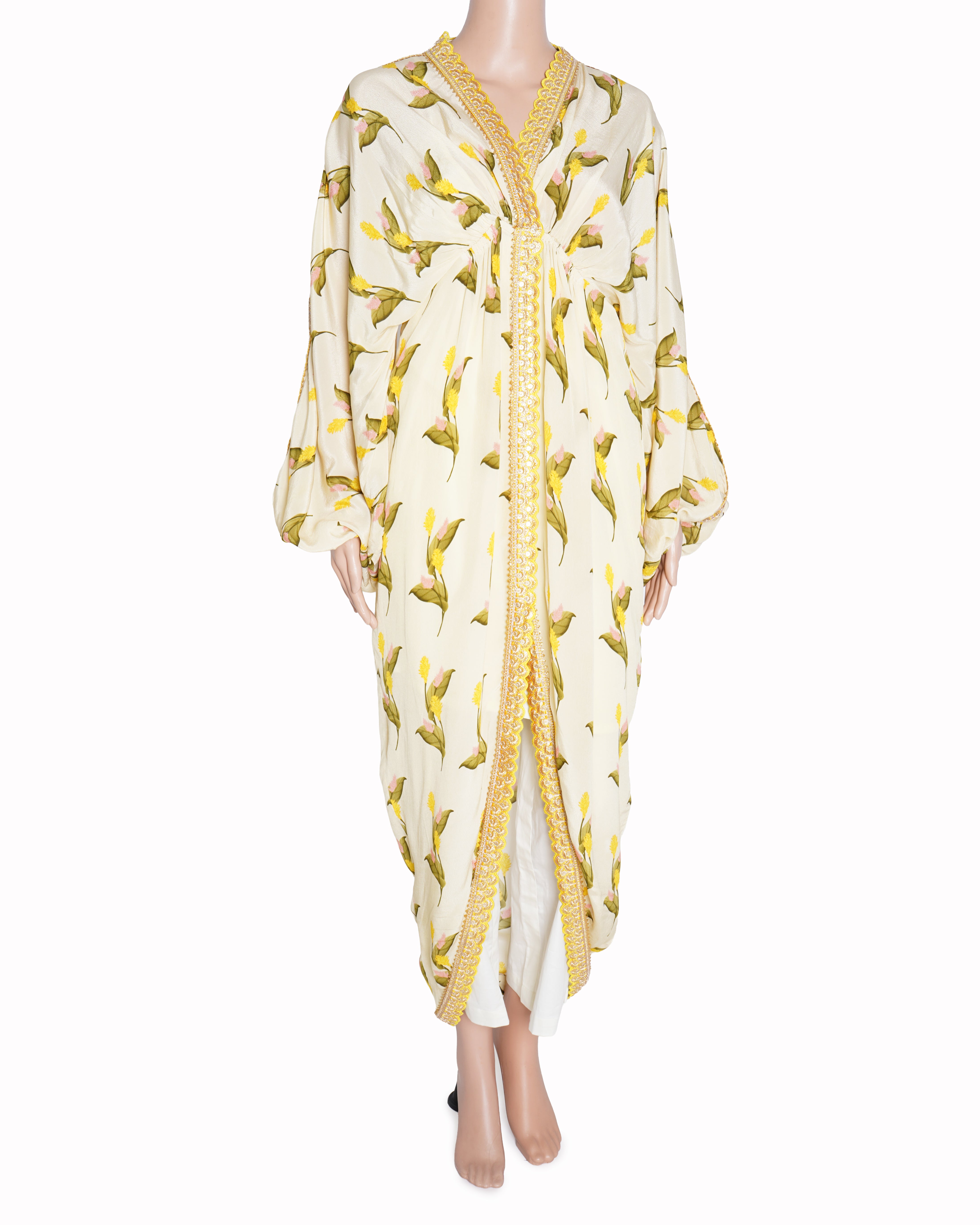 Masaba yellow floral crepe maxi dress with camisole