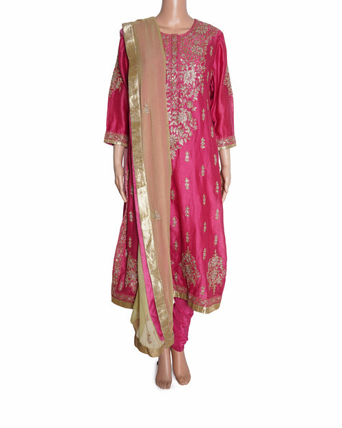 Ritu Kumar Pink Silk Hand-Embroidered Kurta Set