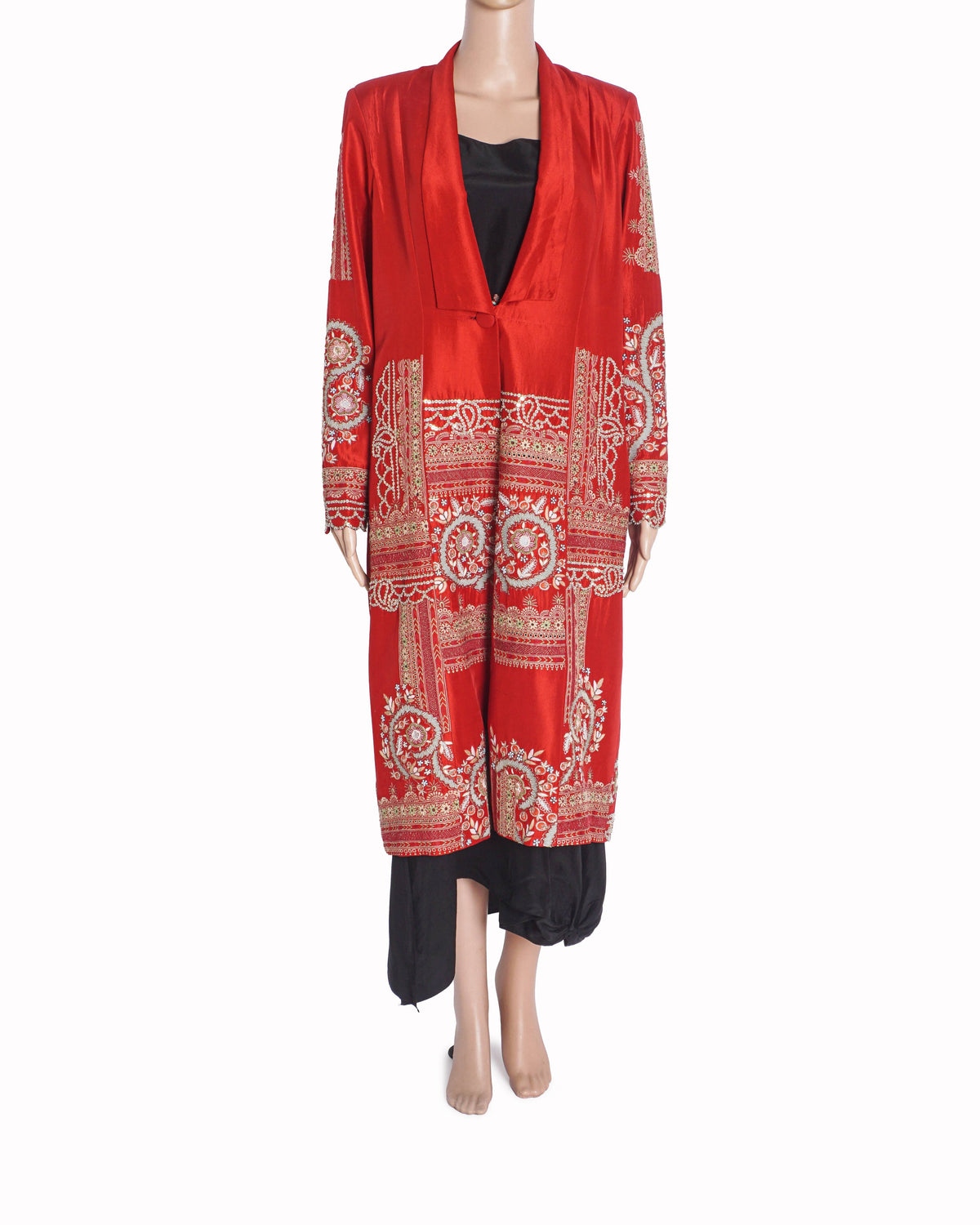 Anamika Khanna Red Embroidered Jacket & Slip Dress Set