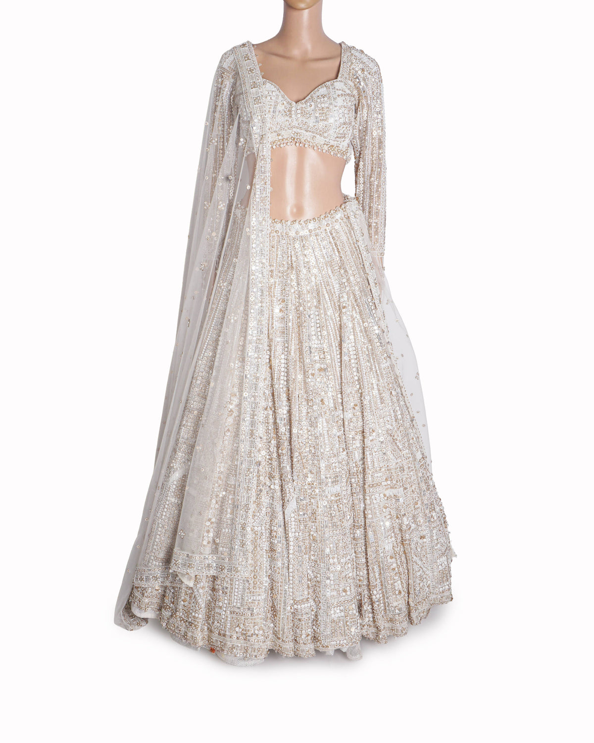 Seema Gujral Ivory Sequined Lehenga Set