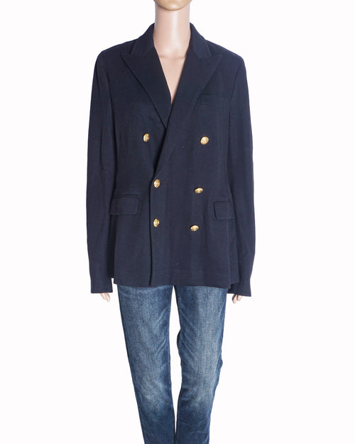 Polo Ralph Lauren Navy Double-Breasted Knit Blazer