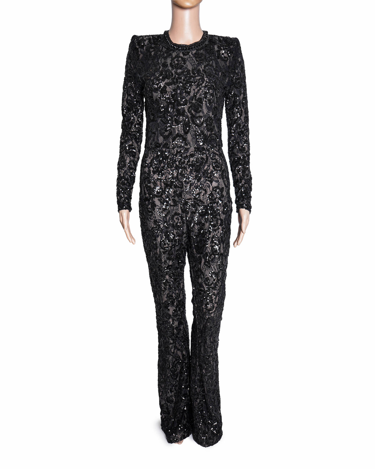 Nadine Merabi Black Sequin Jumpsuit